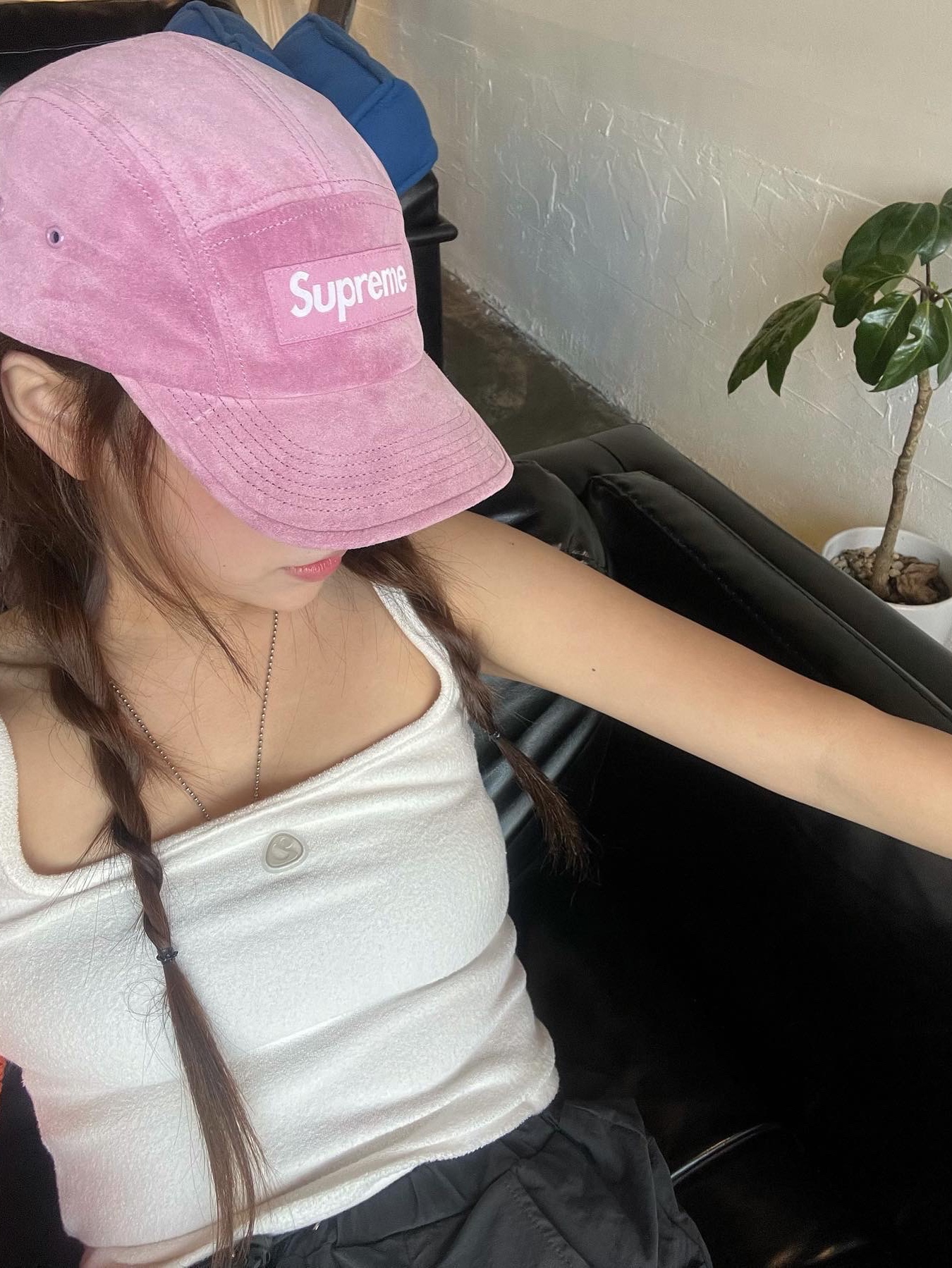 Supreme Suede Camp Cap Pink - 23SS 착용 스타일 - 2