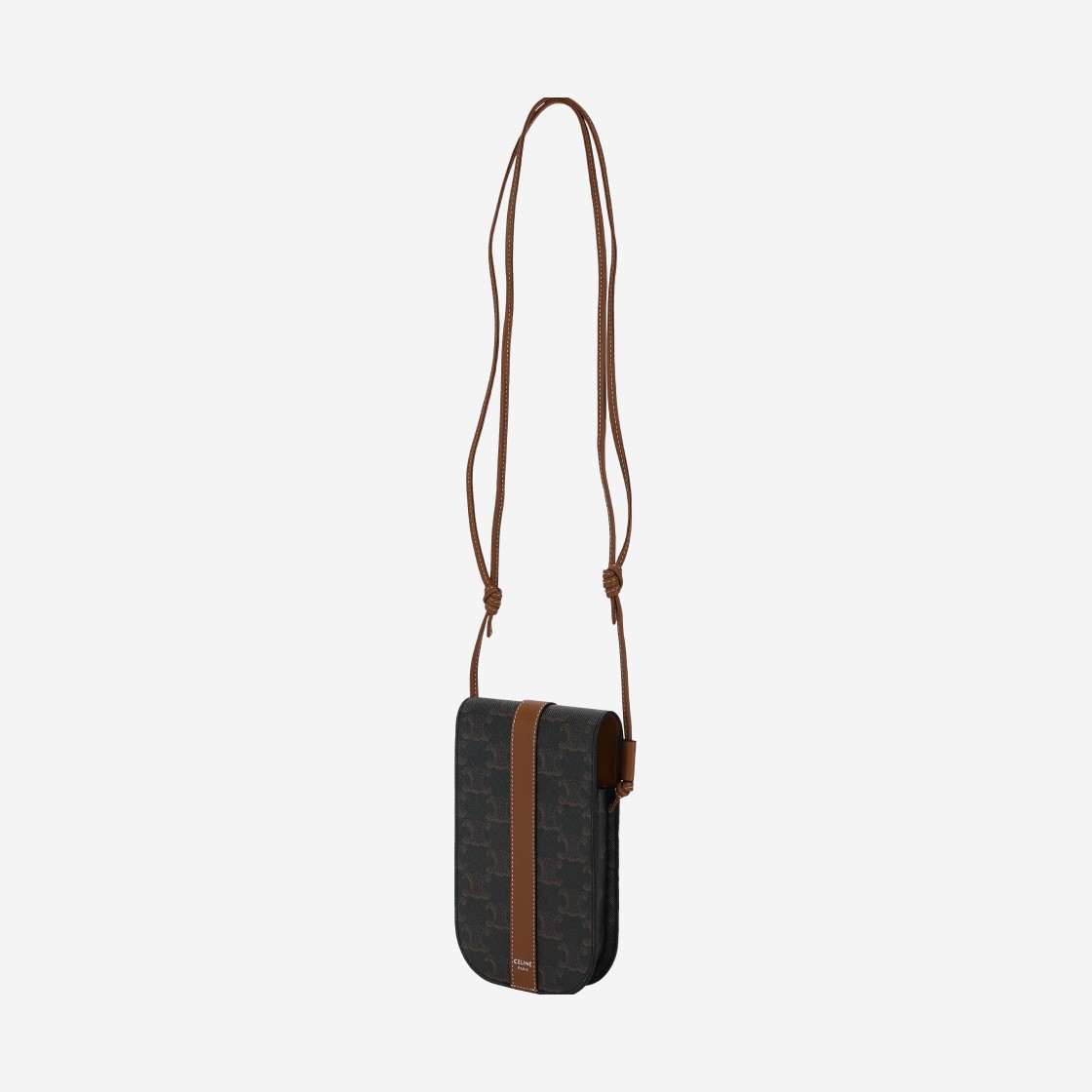 Celine Phone Pouch in Triomphe Canvas and Calfskin Tan 상세 이미지 3