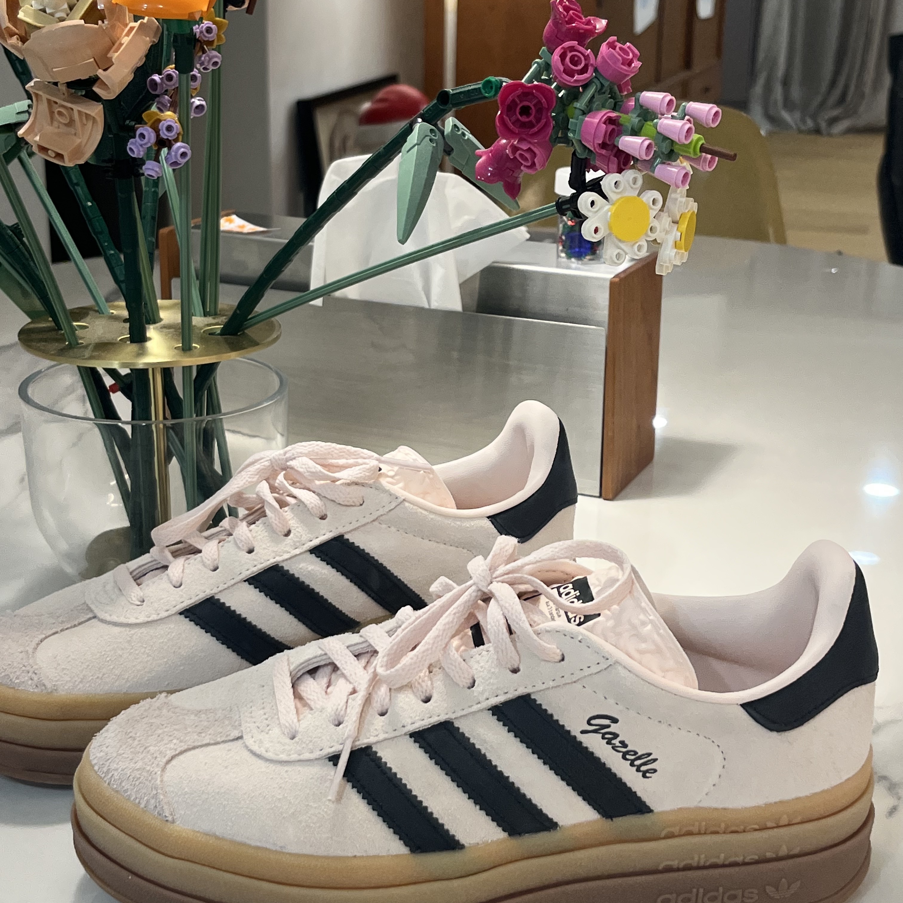 (W) Adidas Gazelle Bold Wonder Quartz Core Black 착용 스타일