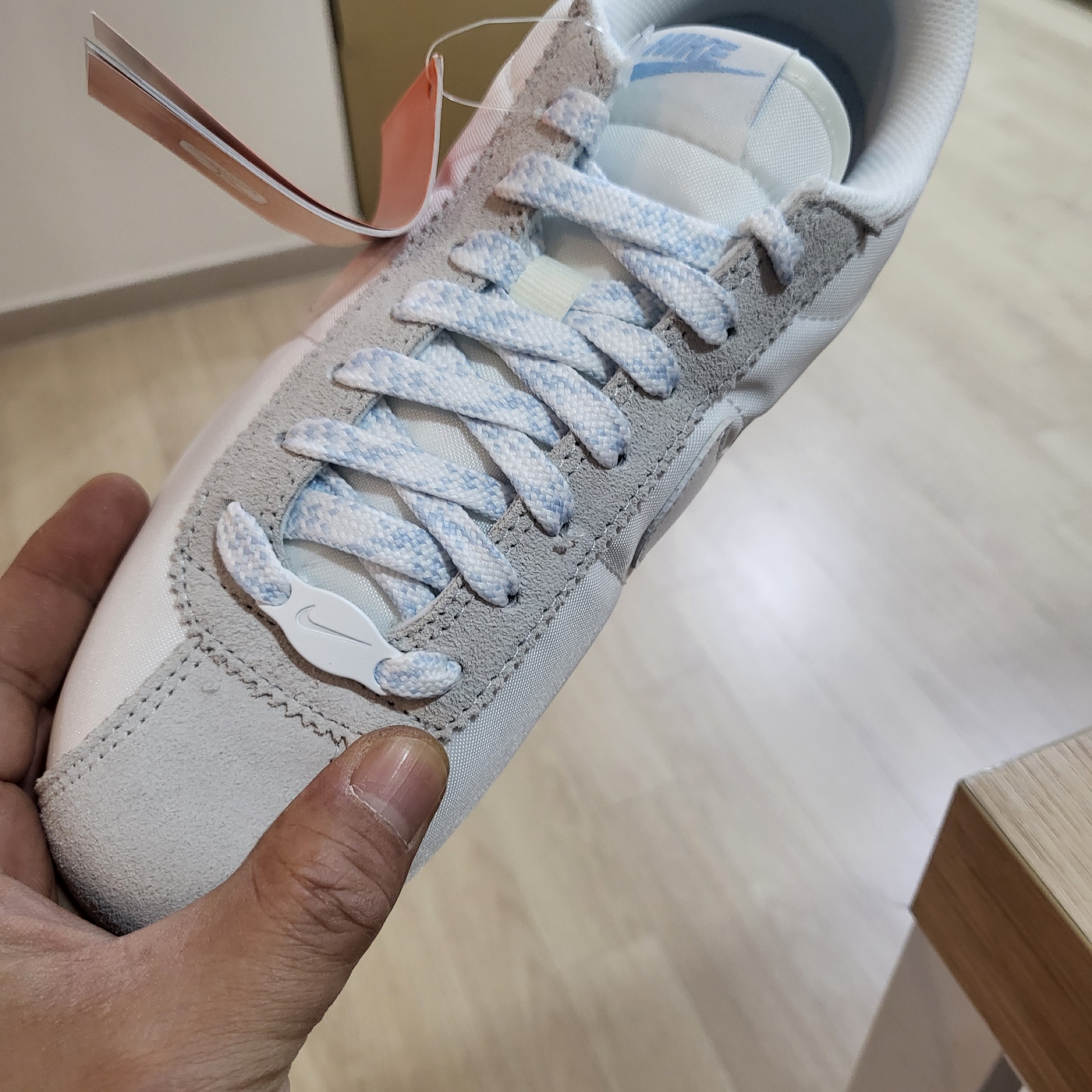 (W) Nike Cortez Summit White Glacier Blue 착용 스타일 - 3