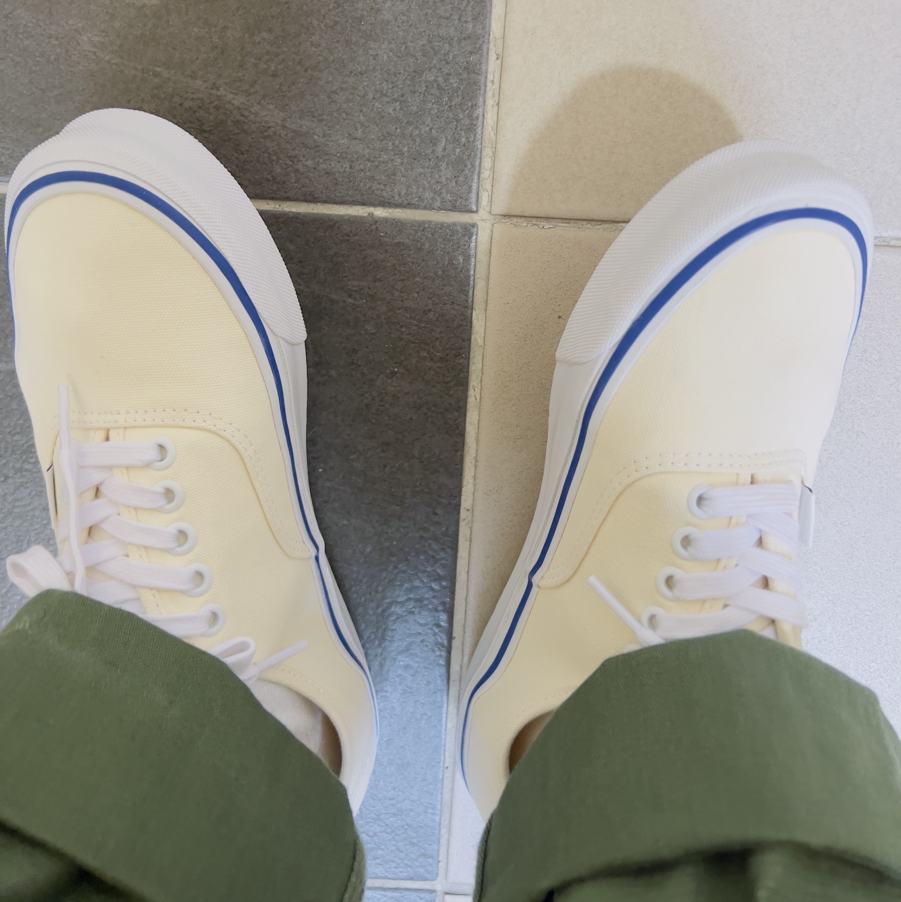 Vans Vault OG Authentic LX Classic White, Orslow 5002 US Army Fatigue Pants Green 착용 스타일