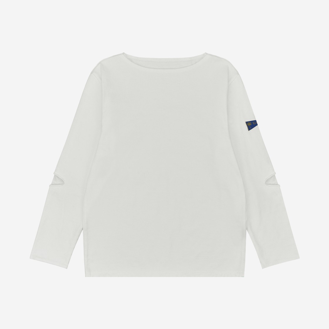 Kapital Densed Jersey Elbow-Rip Boatneck Long Sleeve T-Shirt White 상세 이미지 2