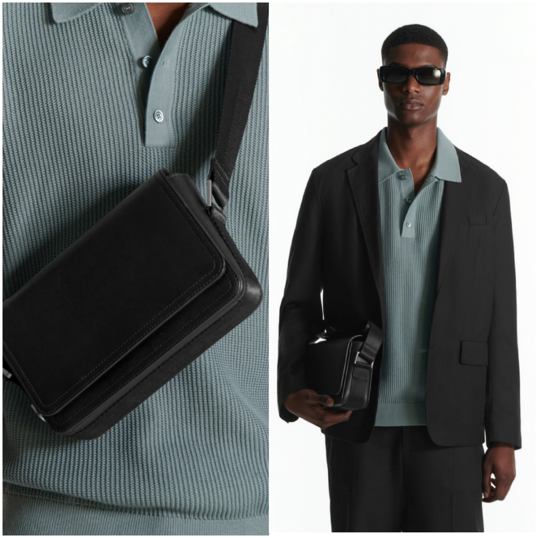 COS Structured Leather Crossbody Bag Black 착용 스타일