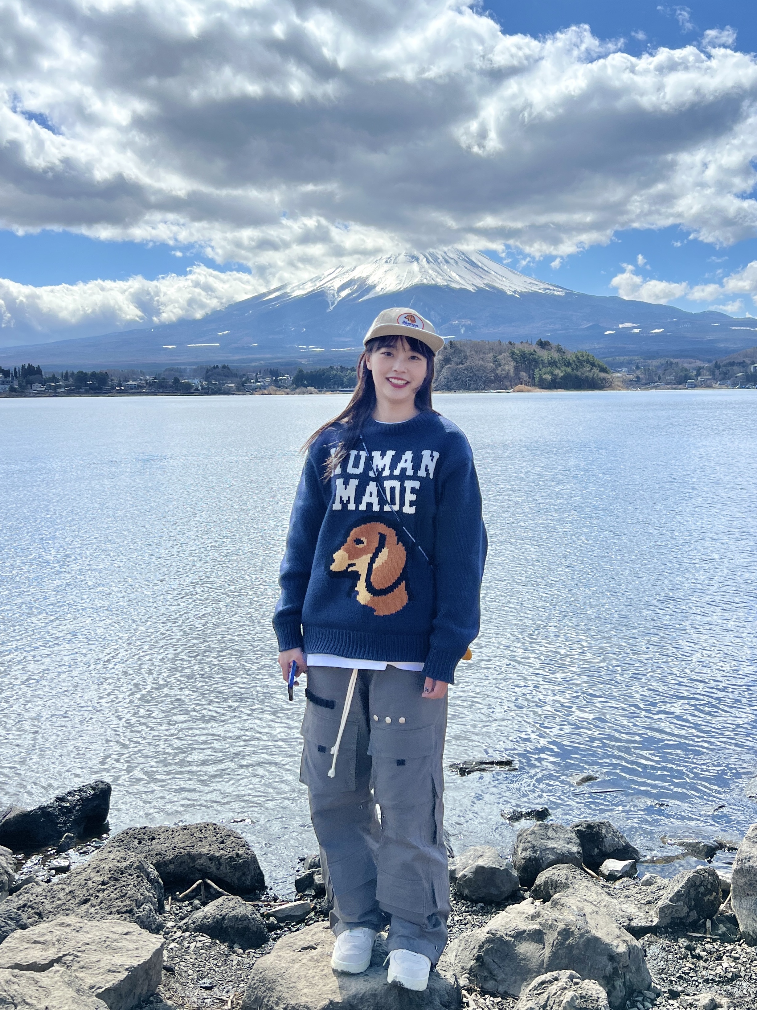 Human Made Dachs Knit Sweater Navy, Nike x Stussy Air Force 1 '07 Mid SP Fossil 착용 스타일 - 5