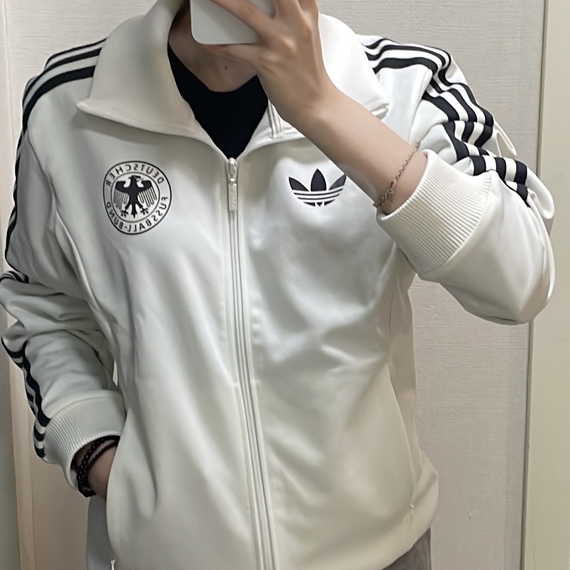 Adidas German Beckenbauer Track Top Off White - KR Sizing 착용 스타일