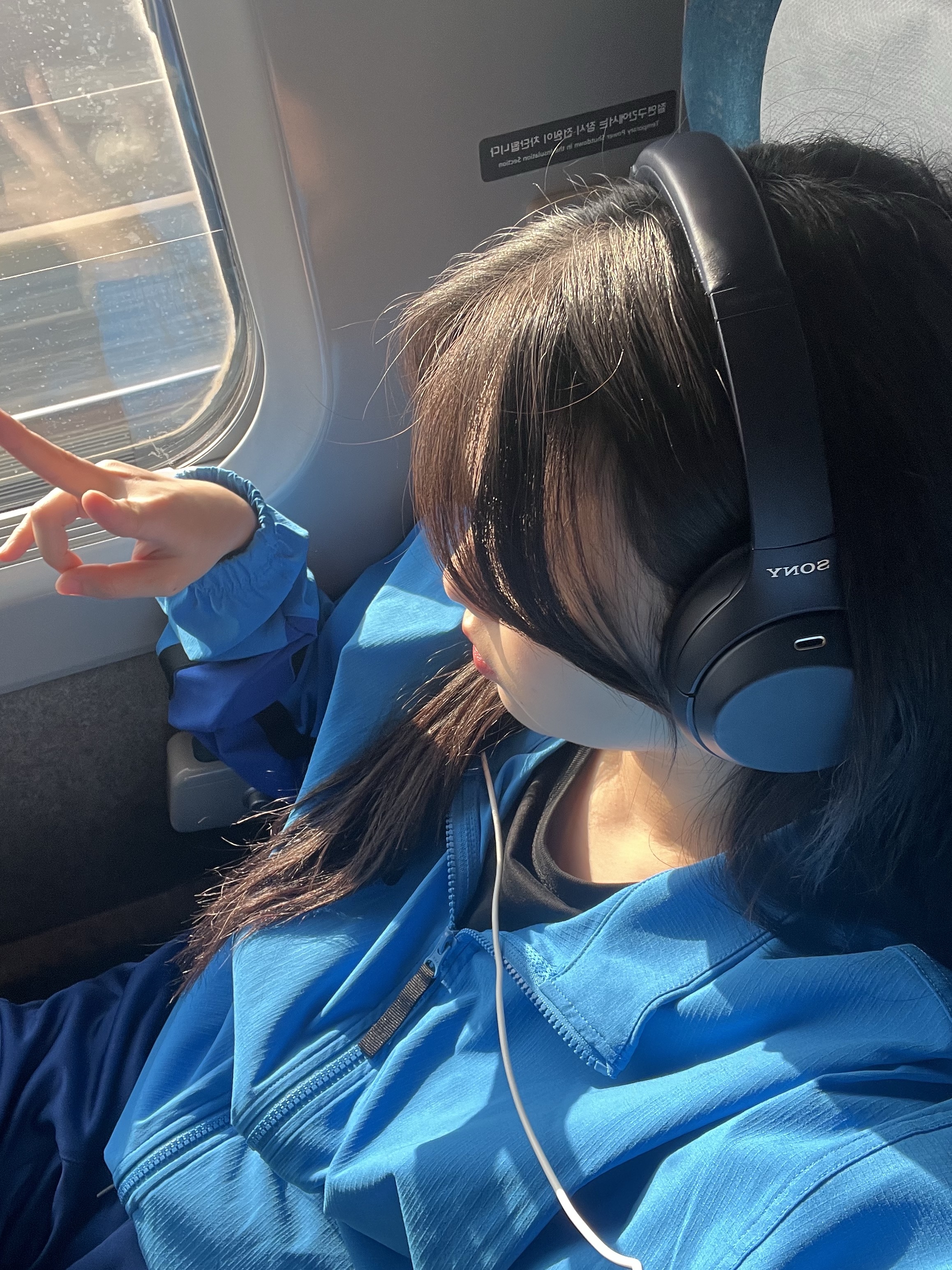 Sony WH-1000XM4 Midnight Blue (Korean Ver.), Needles H.D. Track Pants Poly Smooth Royal 착용 스타일 - 1