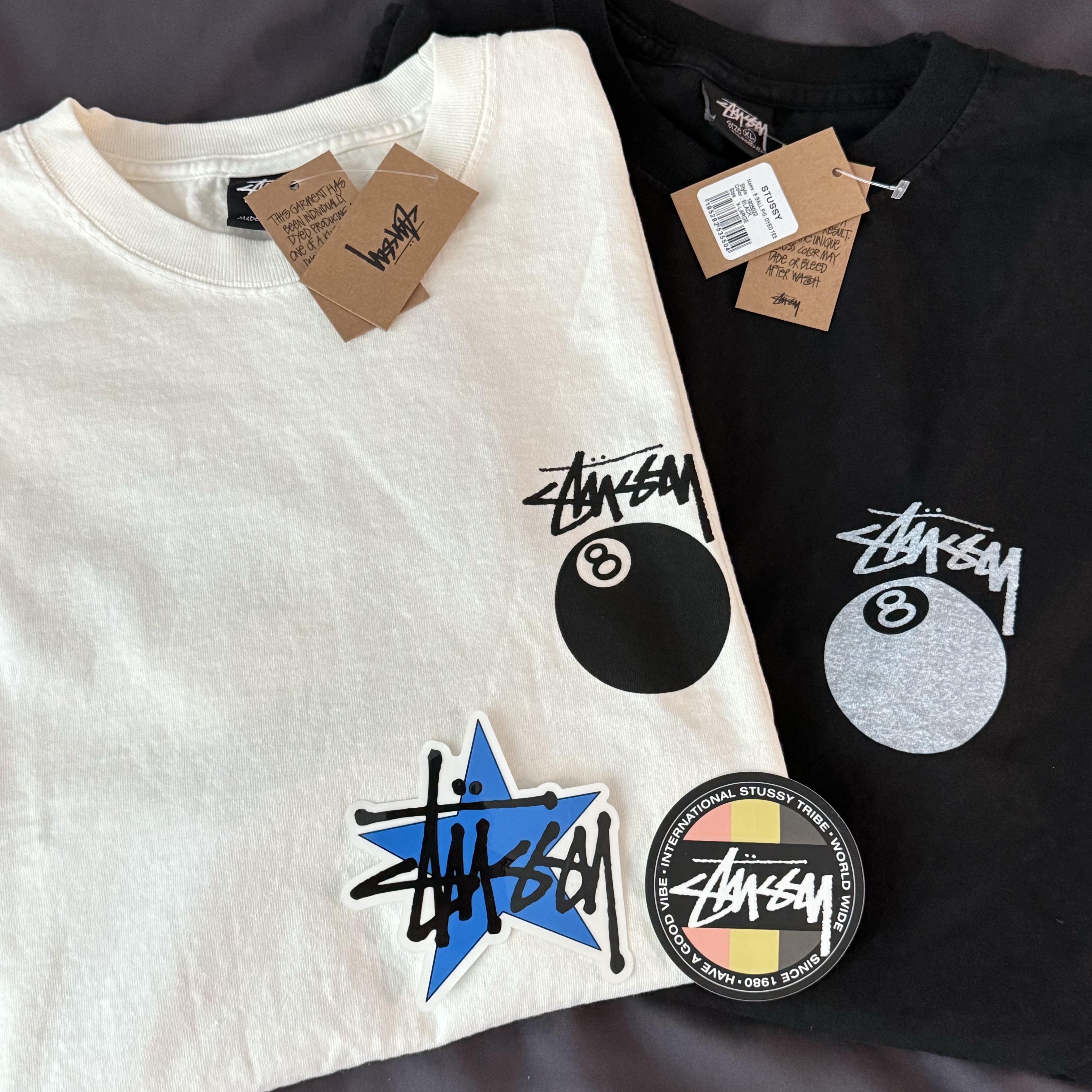 Stussy 8 Ball Pigment Dyed T-Shirt Natural, Stussy 8 Ball Pigment Dyed T-Shirt Black 착용 스타일