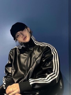 Adidas Faux Leather Adicolor 3S Loose Firebird Tracksuit Jacket Black - KR Sizing 착용 스타일