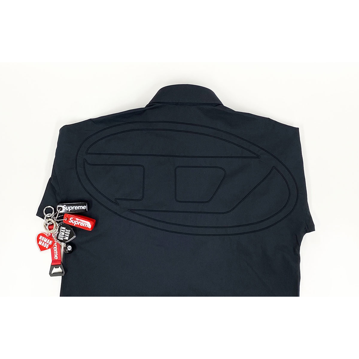 Diesel Shirt with Maxi Logo Embroidery Black, Supreme Bottle Opener Webbing Keychain Red - 21FW 착용 스타일