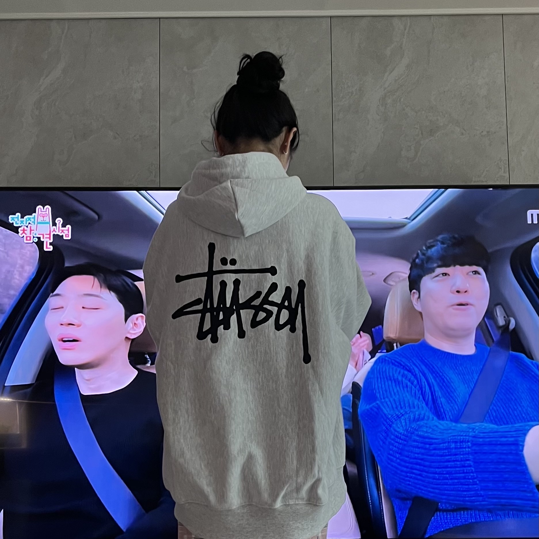 Stussy Basic Stussy Zip Hoodie Ash Heather 착용 스타일