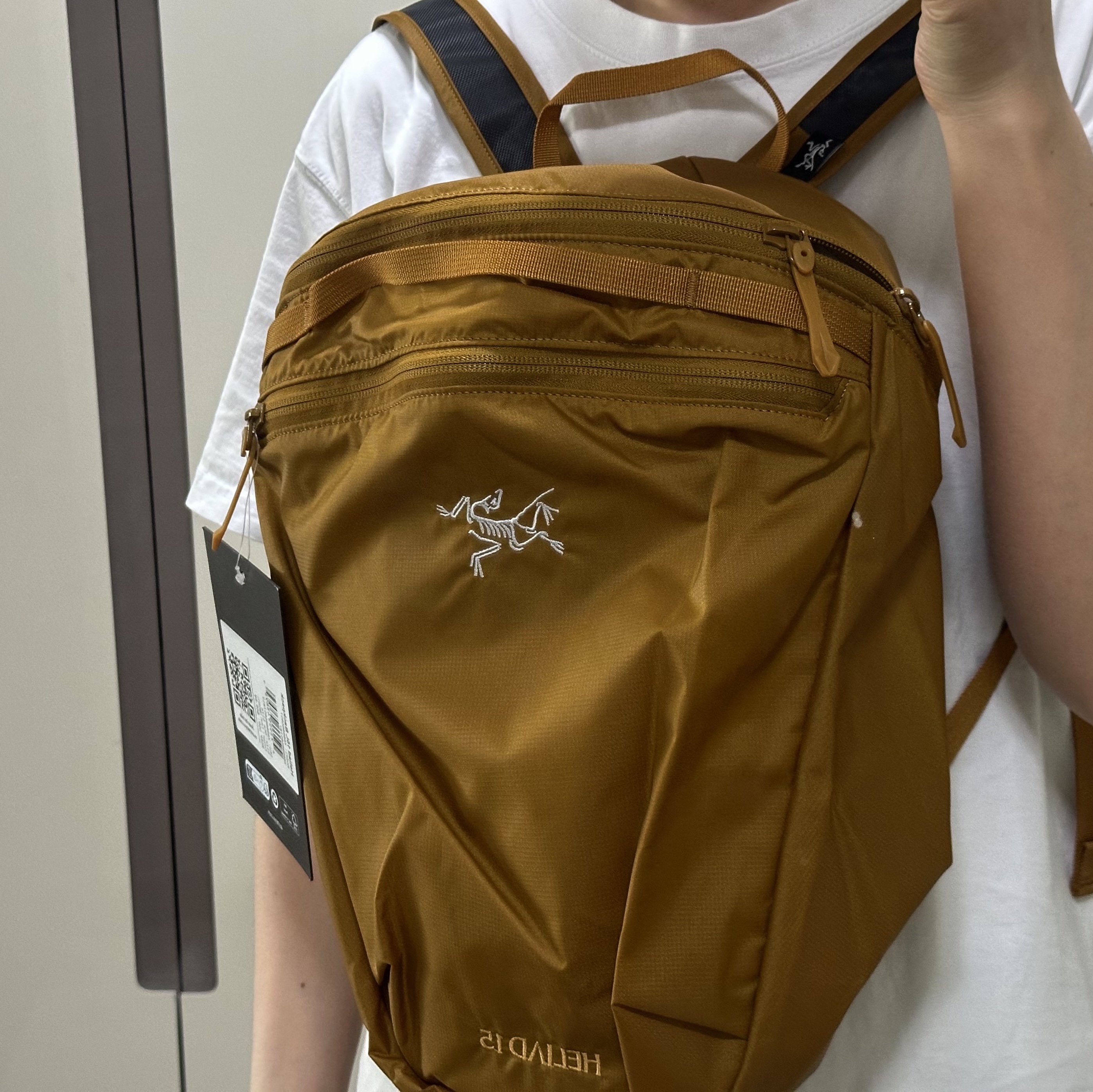 Arc'teryx Heliad 15 Backpack Yukon 착용 스타일 - 1