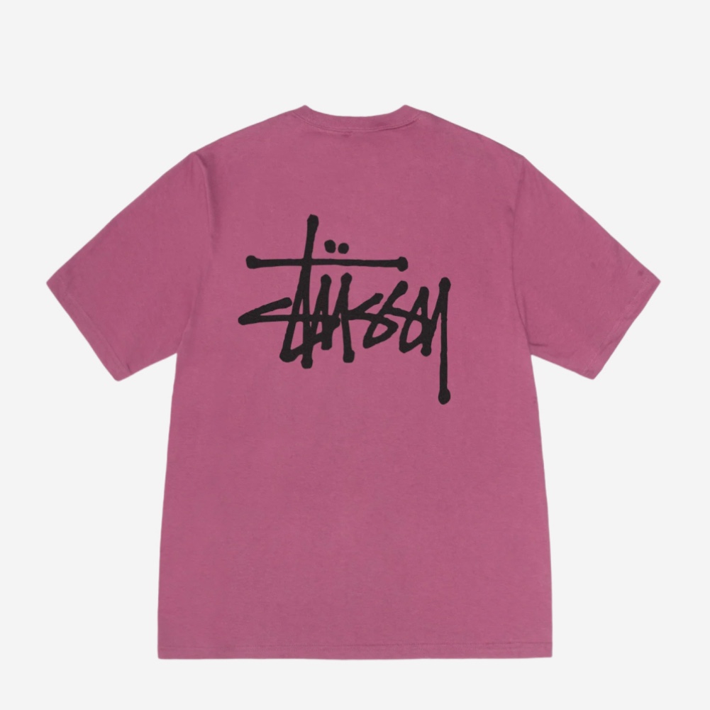 Stussy Basic Stussy T-Shirt Berry 2024, Stussy Chain Link T-Shirt Berry 착용 스타일 - 1