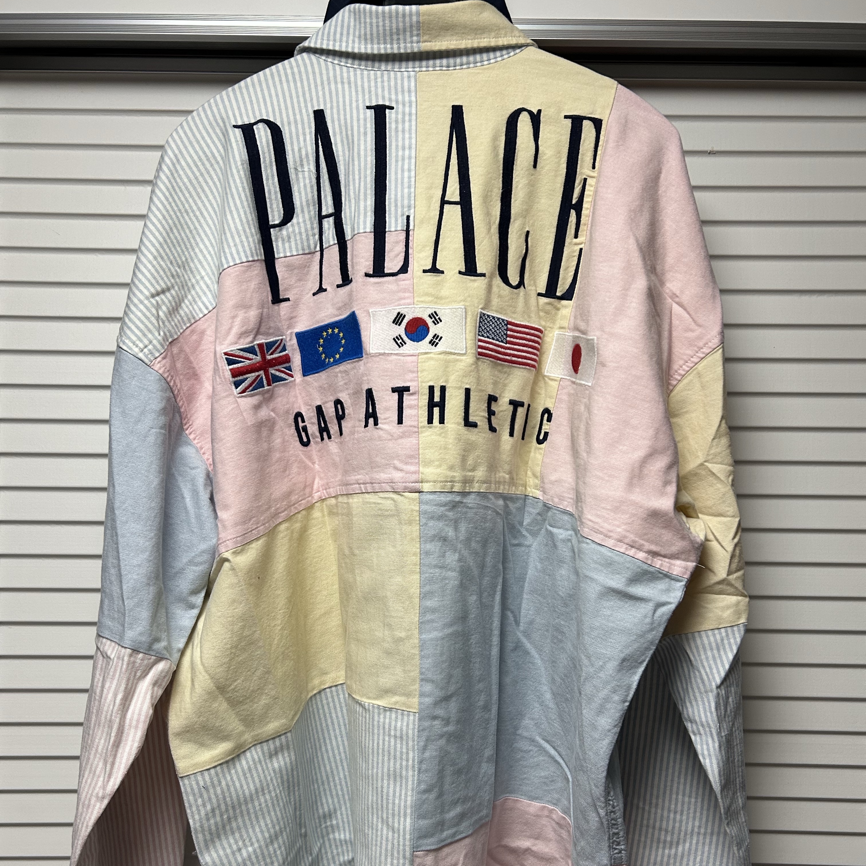 Palace x Gap Oxford Drop Shoulder Multi - 24SS, Palace x Gap Flag 6-Panel Navy - 24SS 착용 스타일 - 2