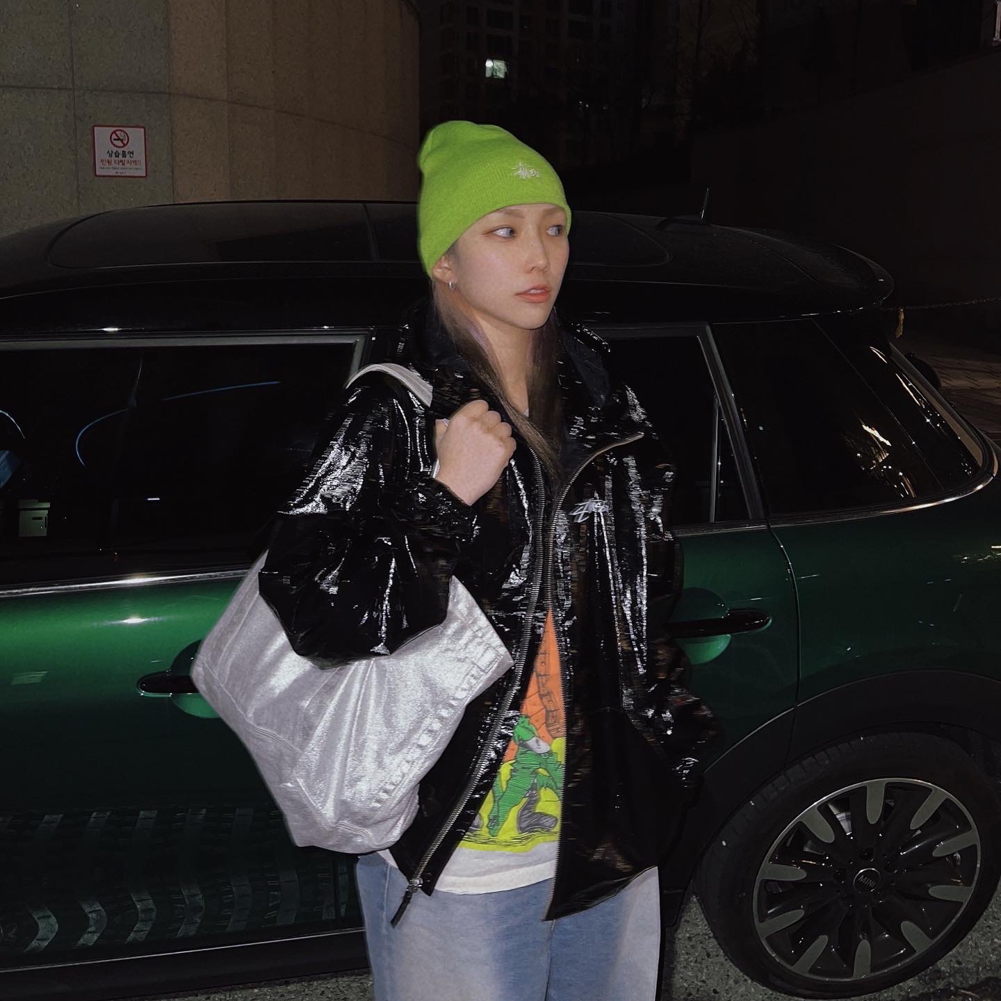 Stussy Beach Shell Coated Ripstop Black 착용 스타일 - 2