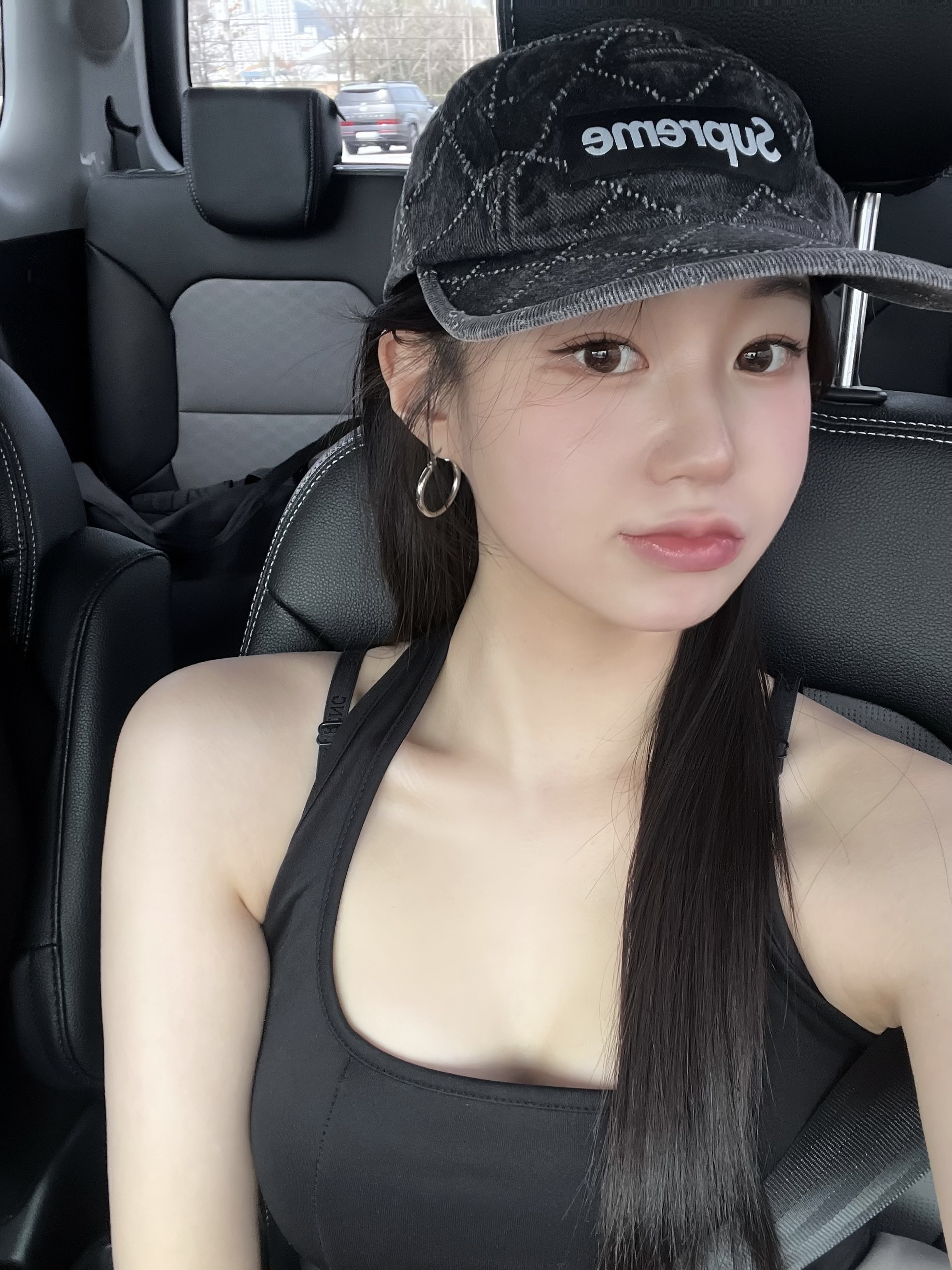 Supreme Punched Denim Camp Cap Black - 23FW 착용 스타일