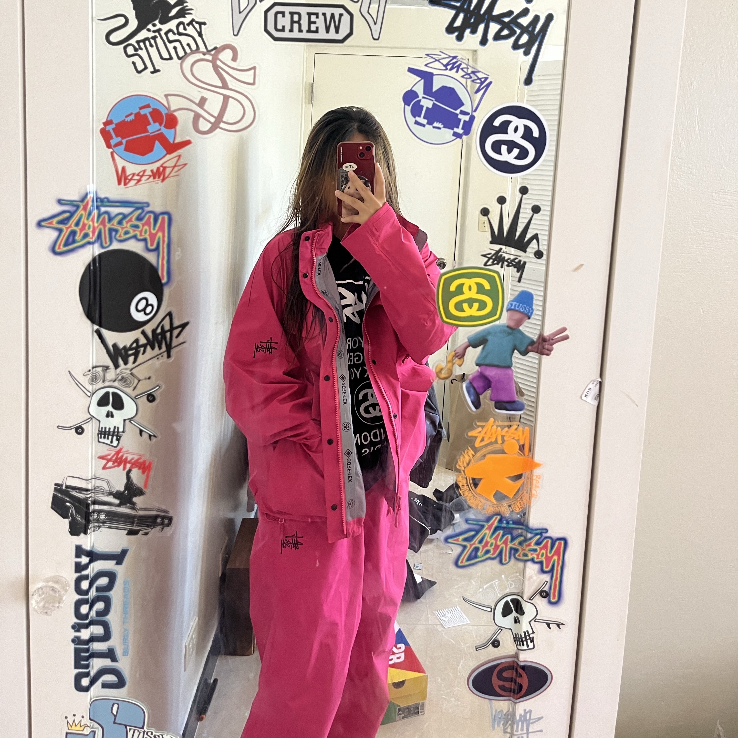 Stussy Gore-Tex M65 Jacket Magenta, Stussy Gore-Tex Over Trouser Magenta 착용 스타일 - 3