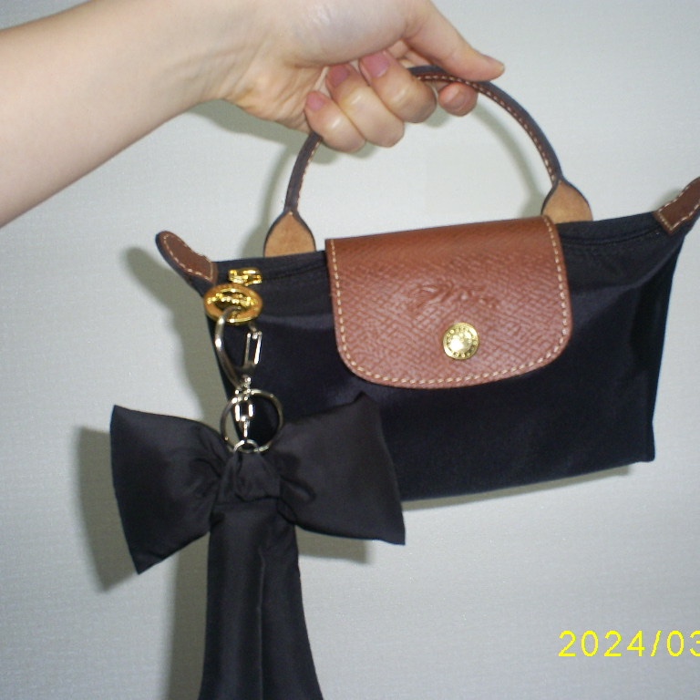 Longchamp Le Pliage Original Handle Pouch Black 착용 스타일