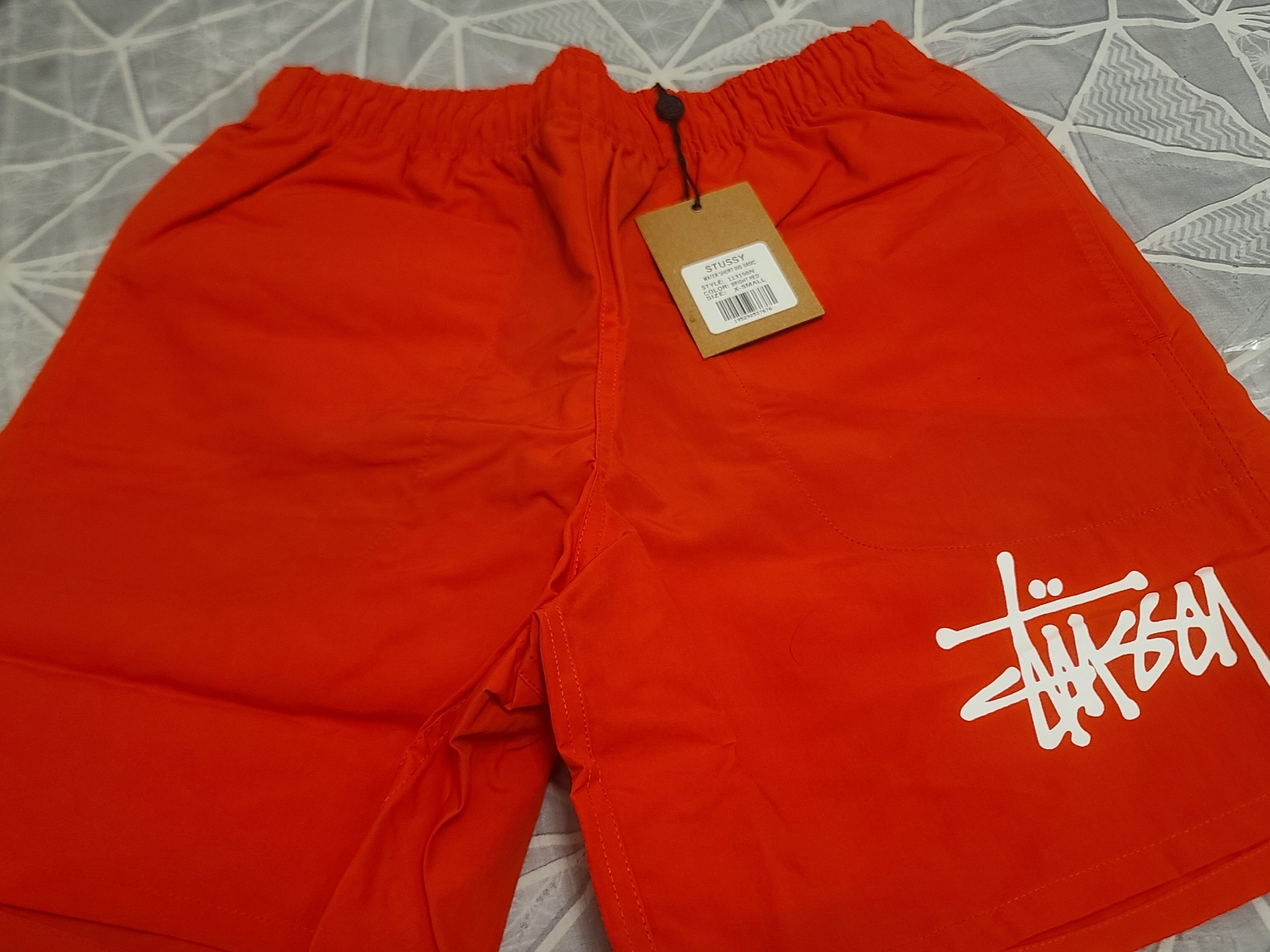 Stussy Big Basic Water Shorts Bright Red 착용 스타일