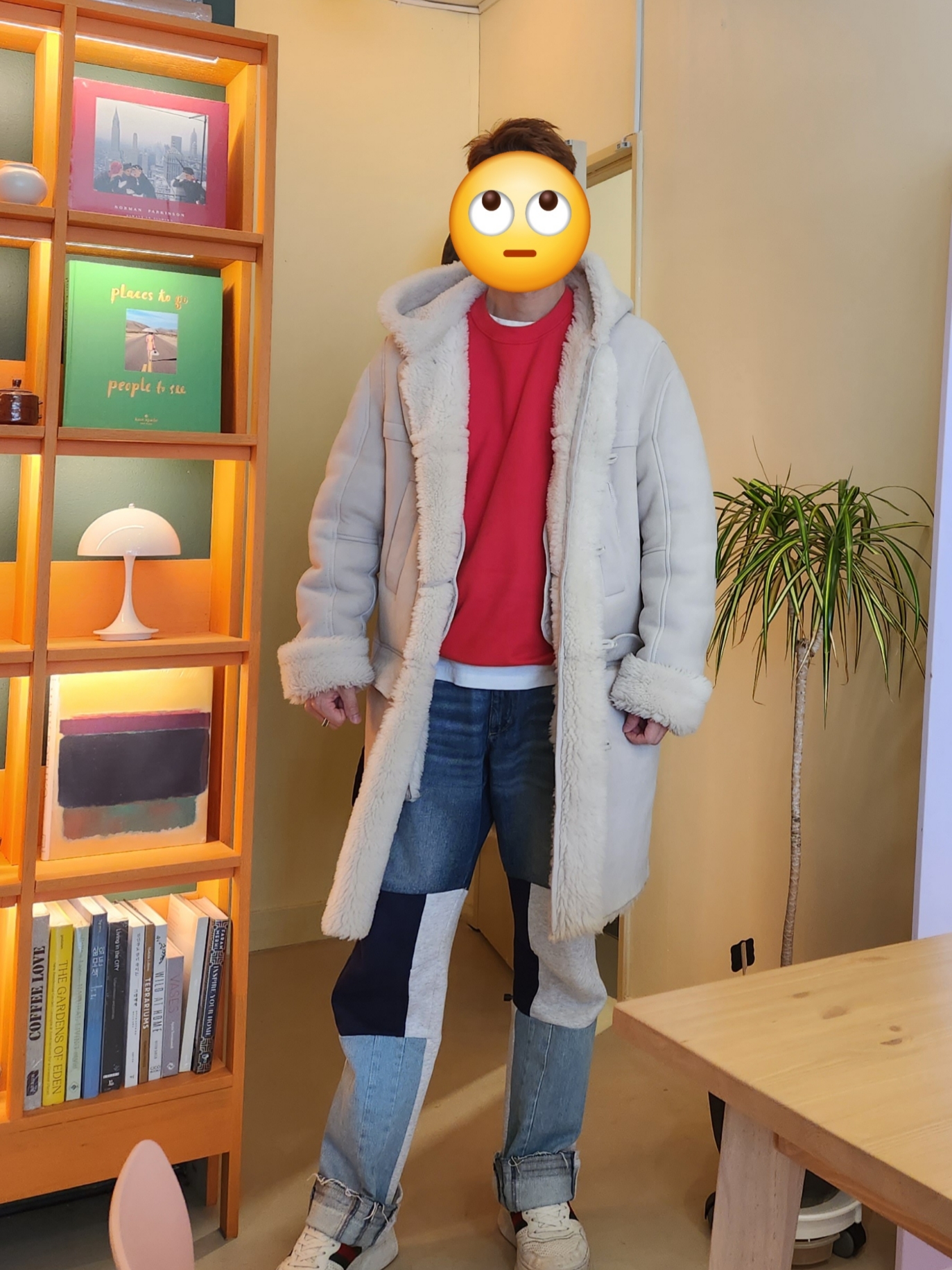Stone Island 62420 Brushed Cotton Fleece Garment Dyed Crewneck Sweatshirt Lobster Red - 23FW, Maison Mihara Yasuhiro Peterson OG Sole Canvas Low-top Sneakers Natural 착용 스타일 - 4
