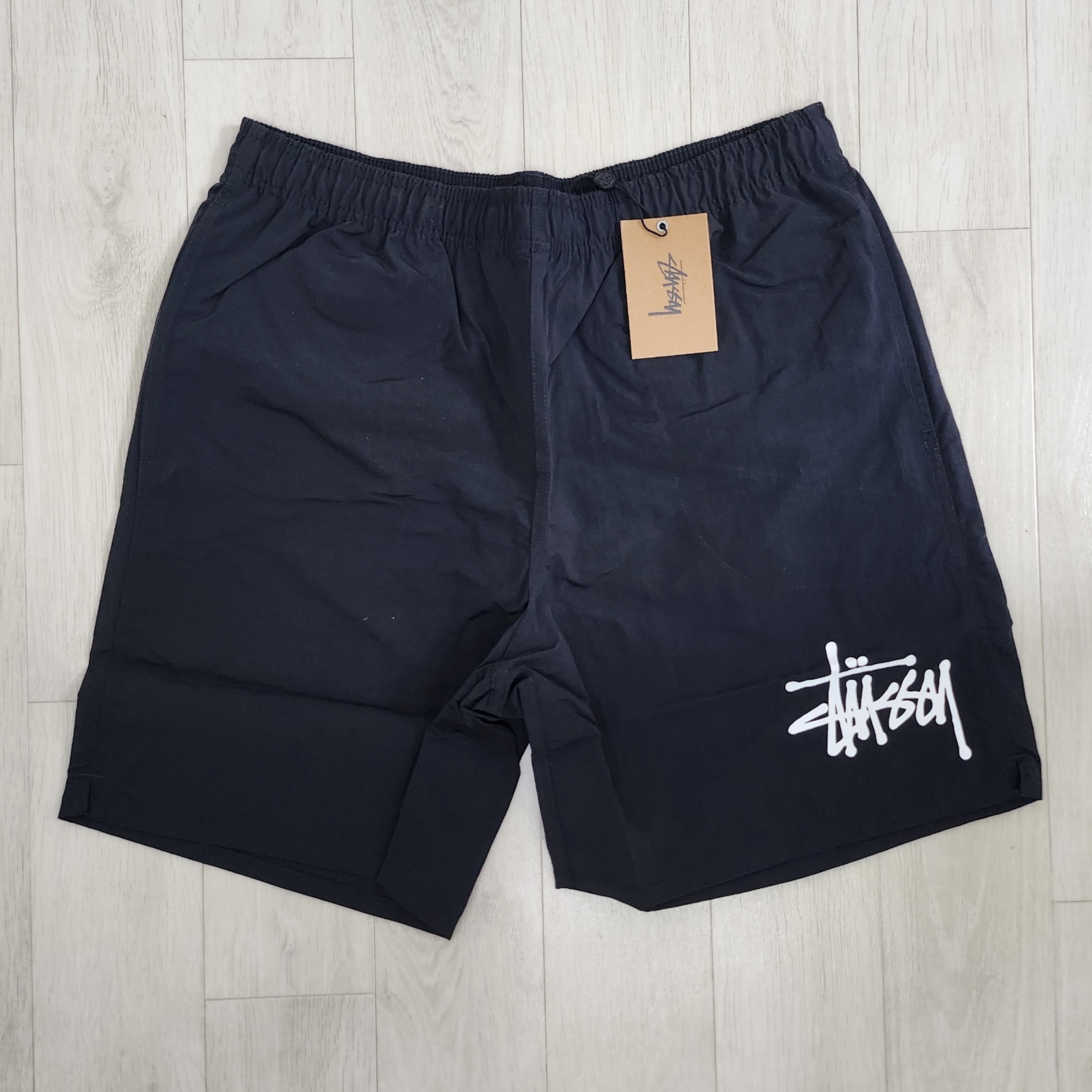 Stussy Big Basic Water Shorts Black 착용 스타일 - 1