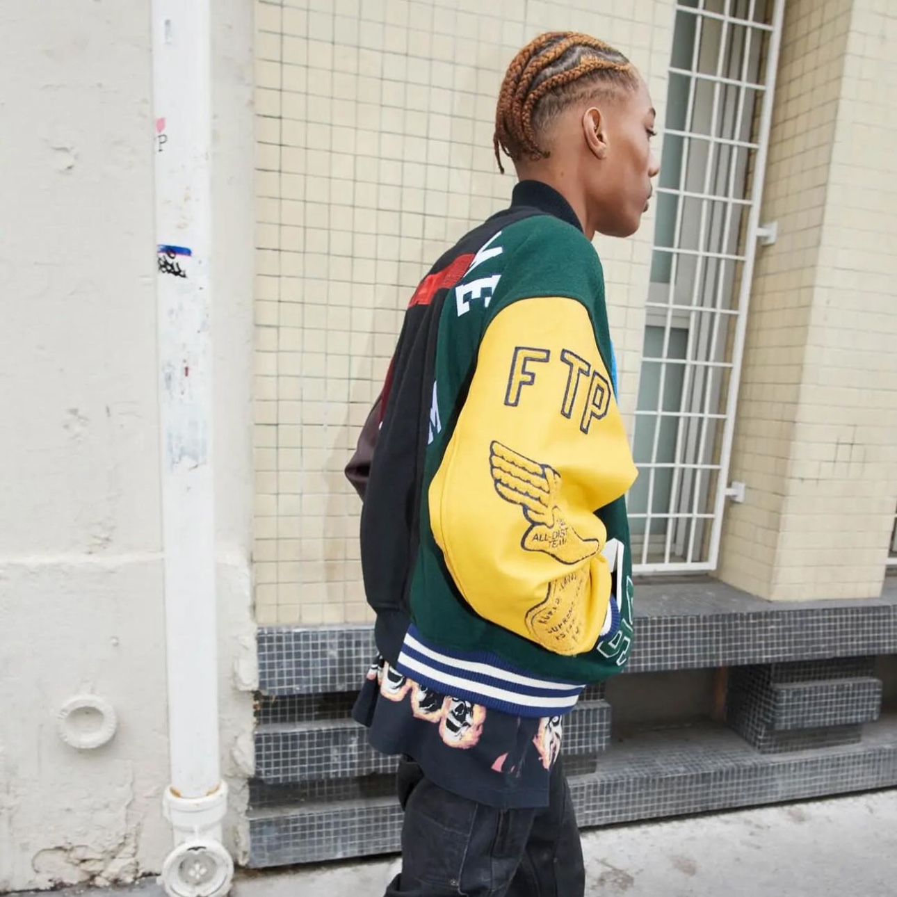 Supreme x MM6 Maison Margiela Split Varsity Jacket Multicolor - 24SS 착용 스타일 - 3