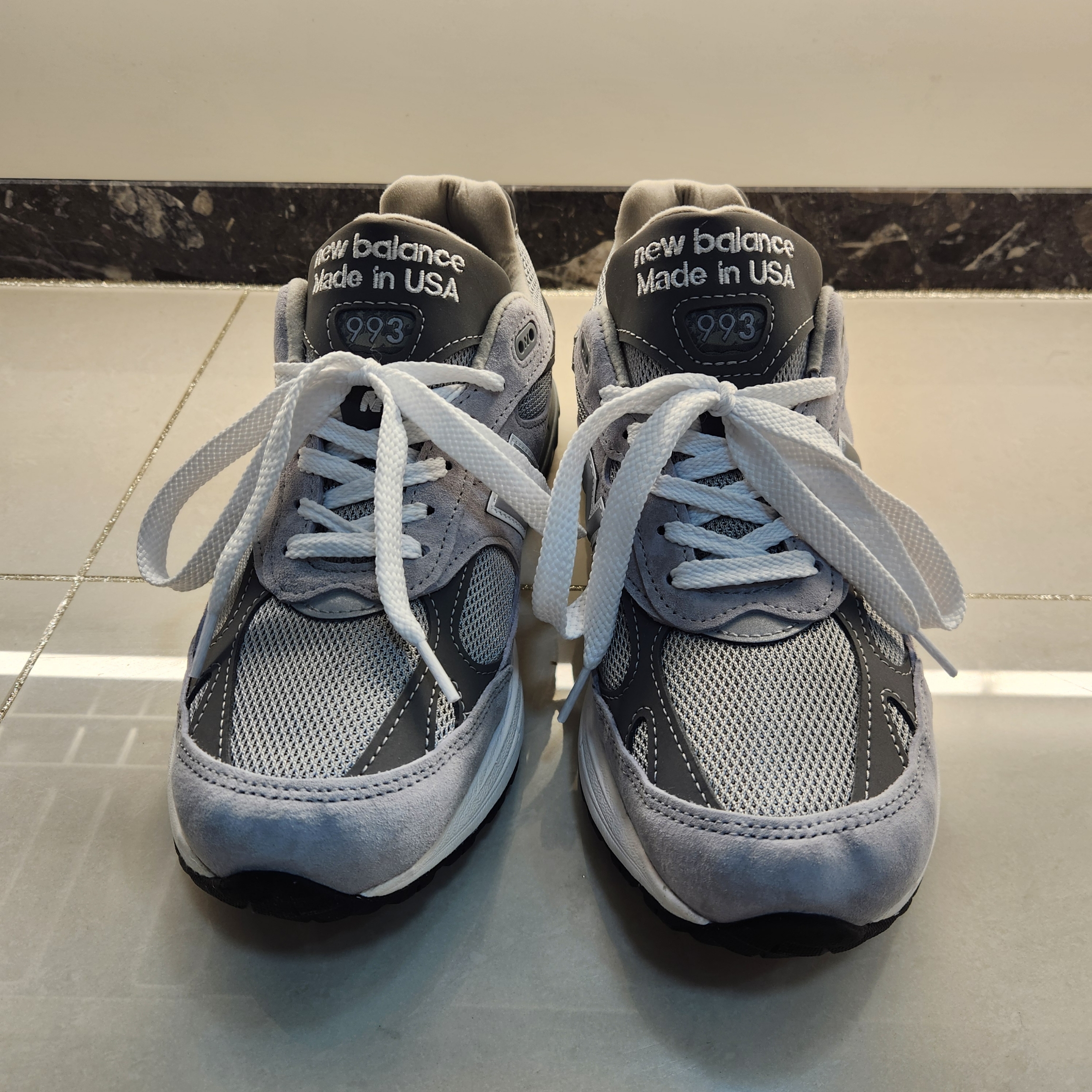 New Balance 993 Made in USA Grey - D Standard 착용 스타일 - 3