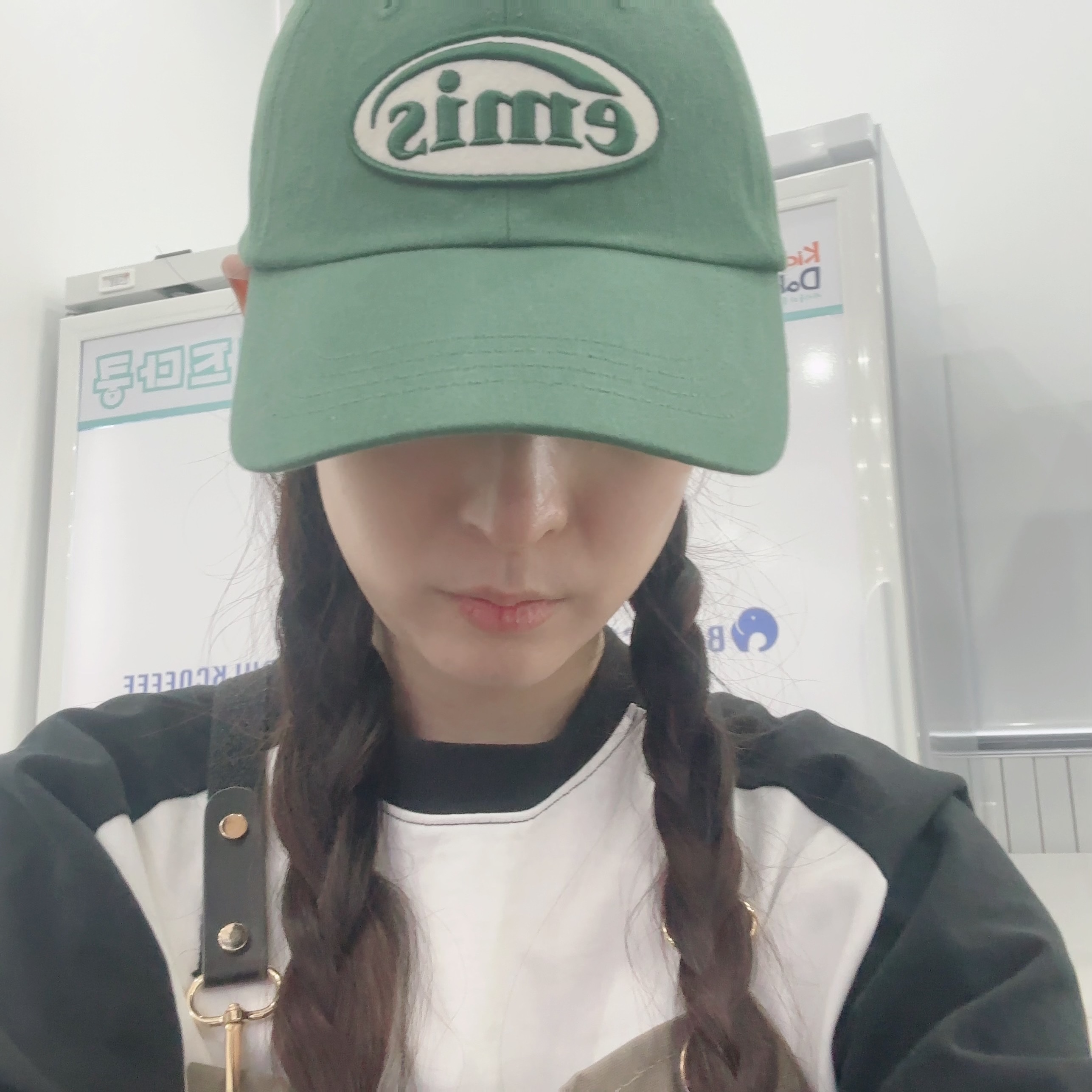Emis Tone On Tone Wappen Ball Cap Green 착용 스타일