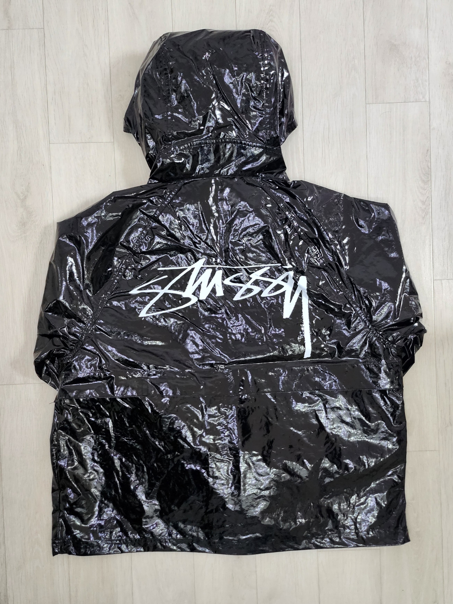 Stussy Beach Shell Coated Ripstop Black 착용 스타일 - 2