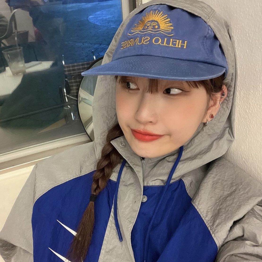 Hello Sunrise Washed OG Logo 6panel Cap Ocean Blue, Hello Sunrise Washed OG Logo 6Panel Cap VTG Pink 착용 스타일