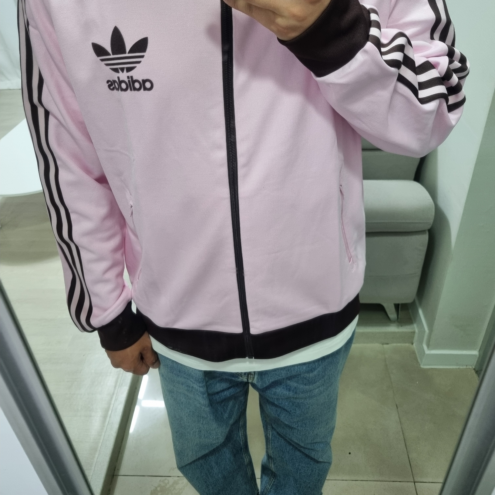 (W) Adidas Originals Beckenbauer Track Jacket Clear Pink - US Sizing 착용 스타일
