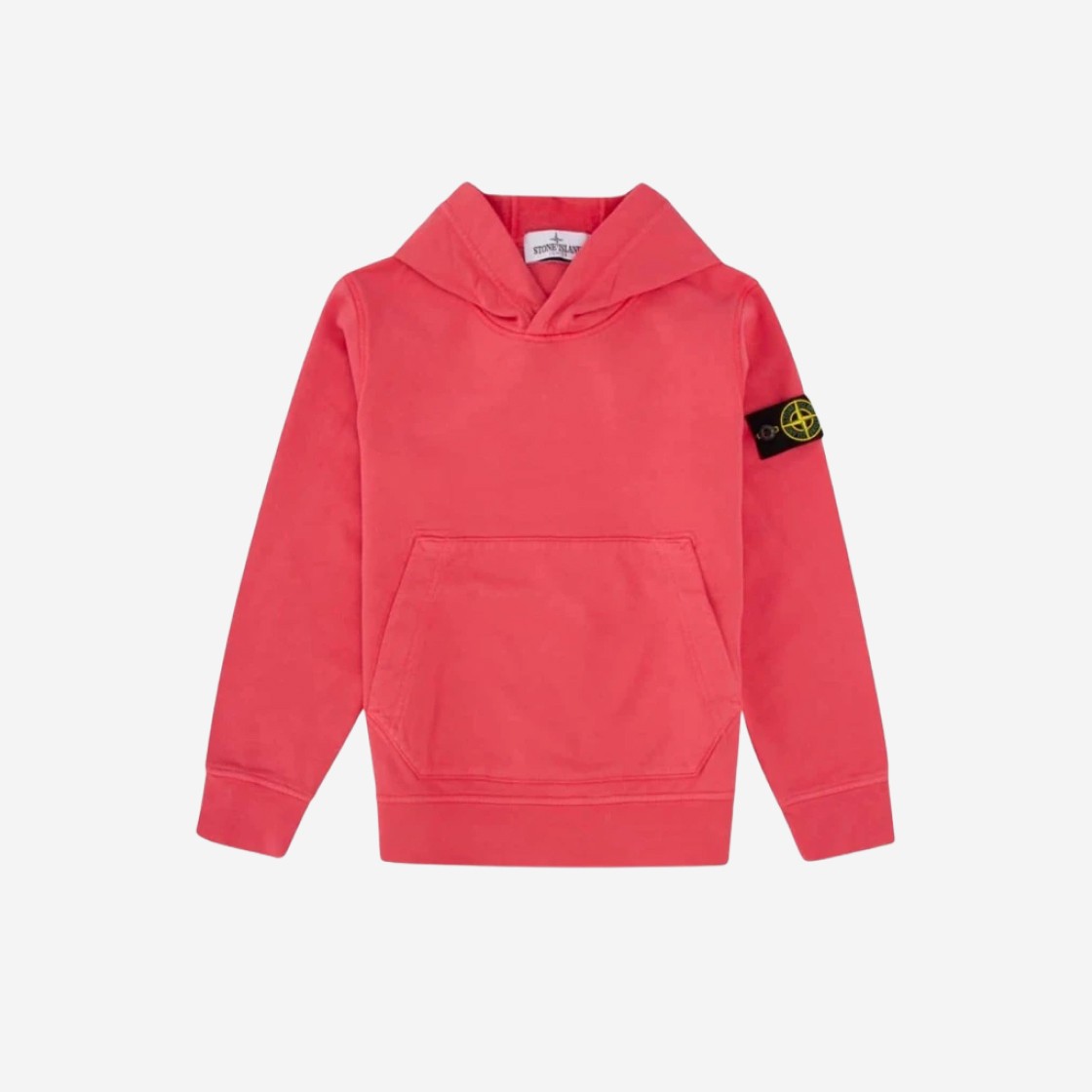 (Kids) Stone Island 61620 Garment Dyed Cotton Fleece Hooded Sweatshirt Red - 23FW 상세 이미지 1