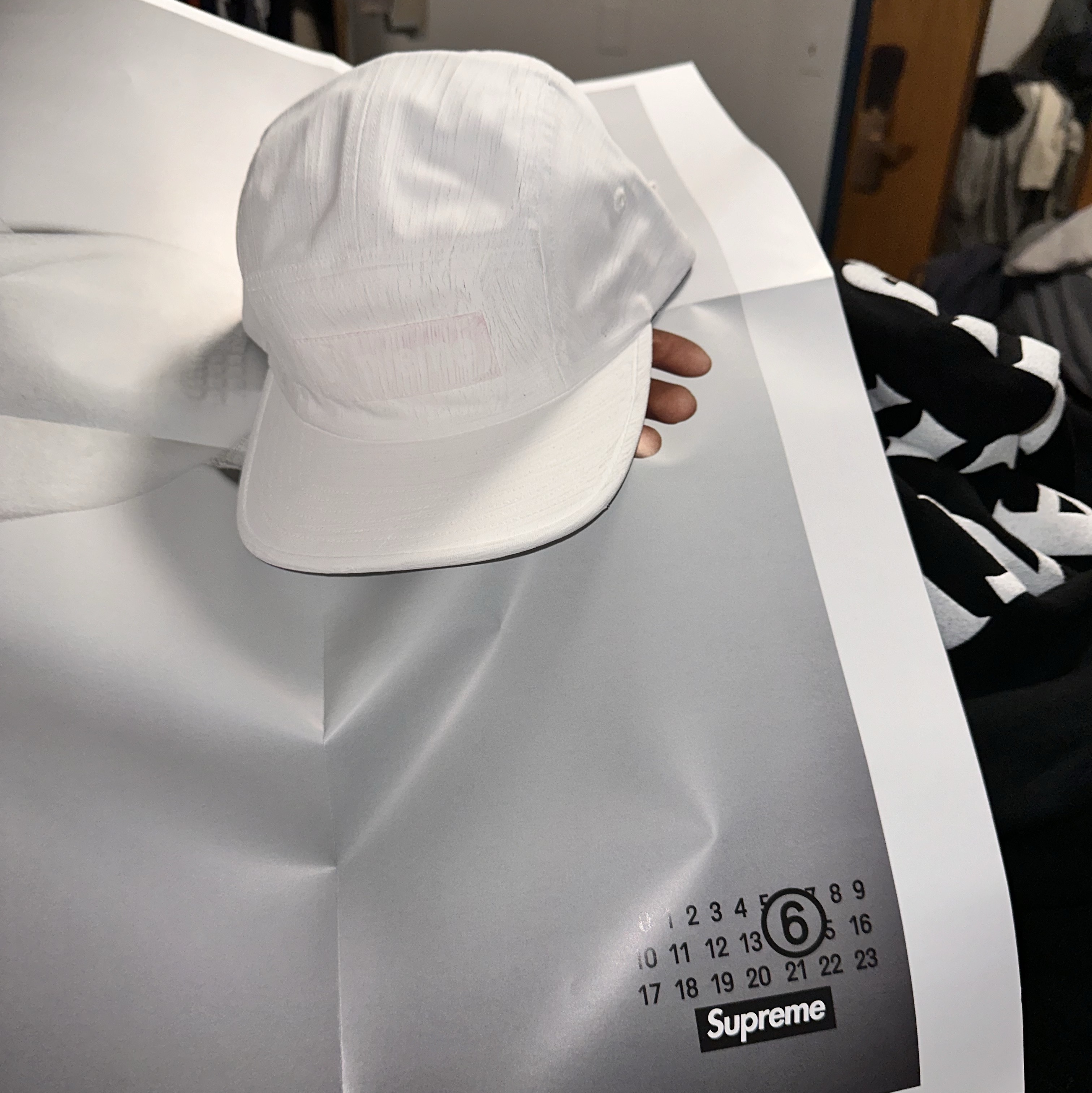 Supreme x MM6 Maison Margiela Painted Camp Cap White - 24SS 착용 스타일 - 1