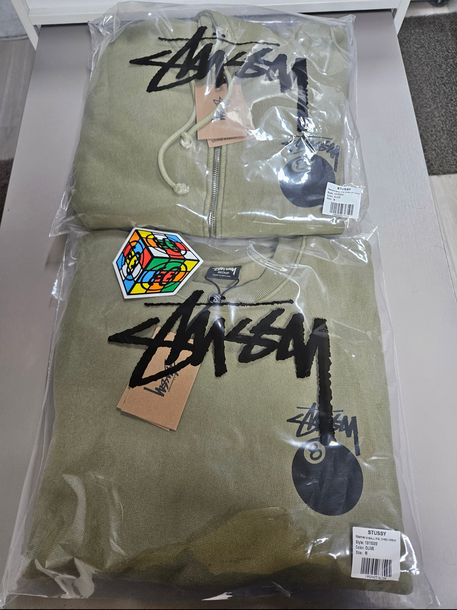 Stussy 8 Ball Pigment Dyed Zip Hoodie Olive 착용 스타일 - 8