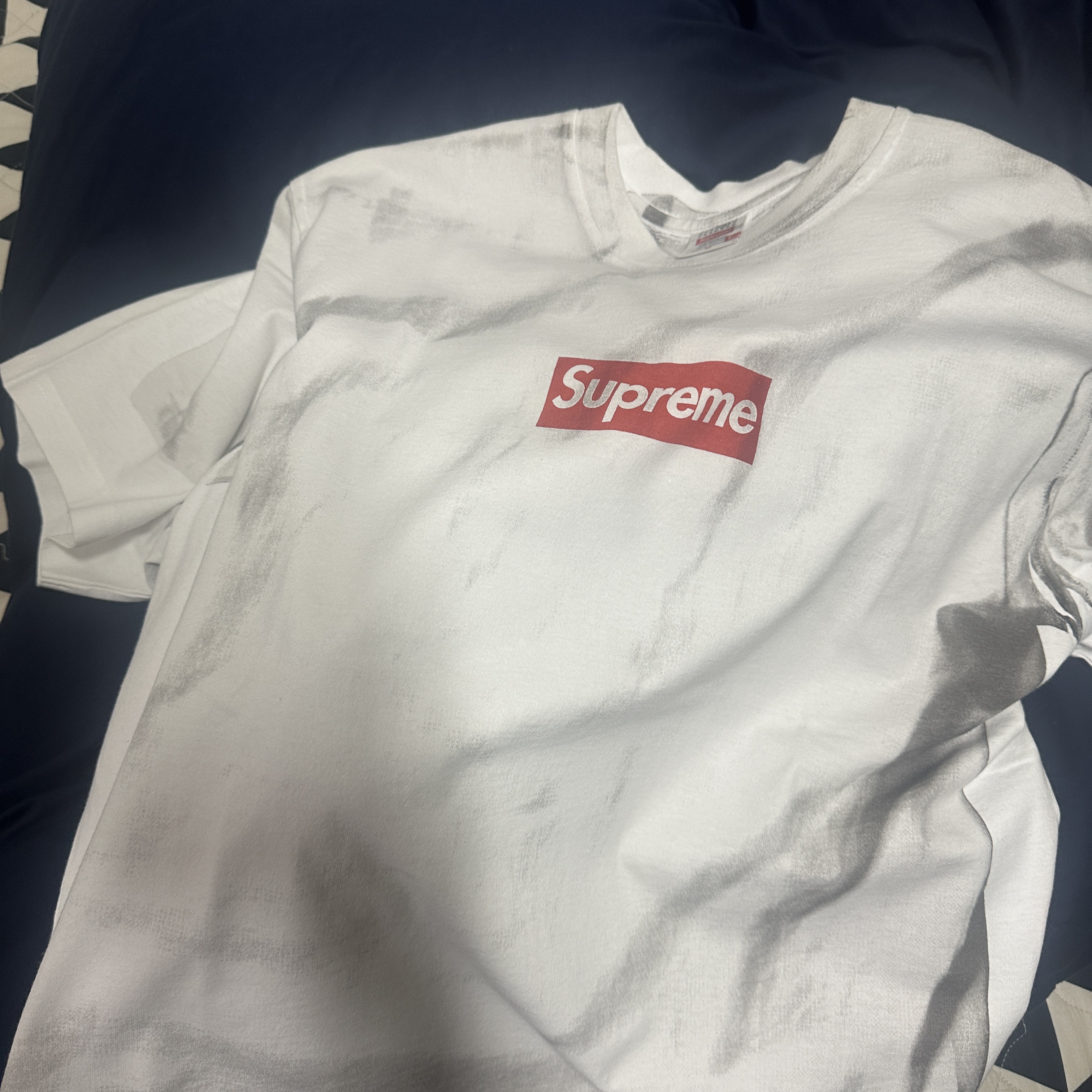 Supreme x MM6 Maison Margiela Box Logo T-Shirt White - 24SS 착용 스타일 - 2