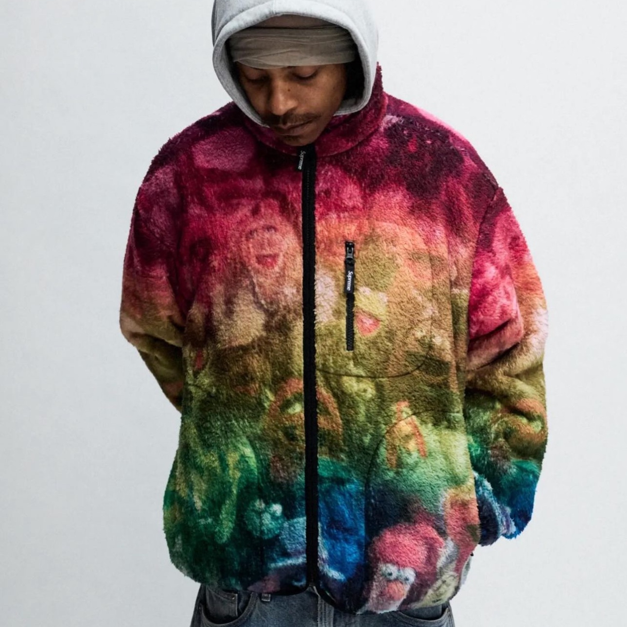 Supreme Muppets Fleece Jacket Multicolor - 24SS 착용 스타일 - 2