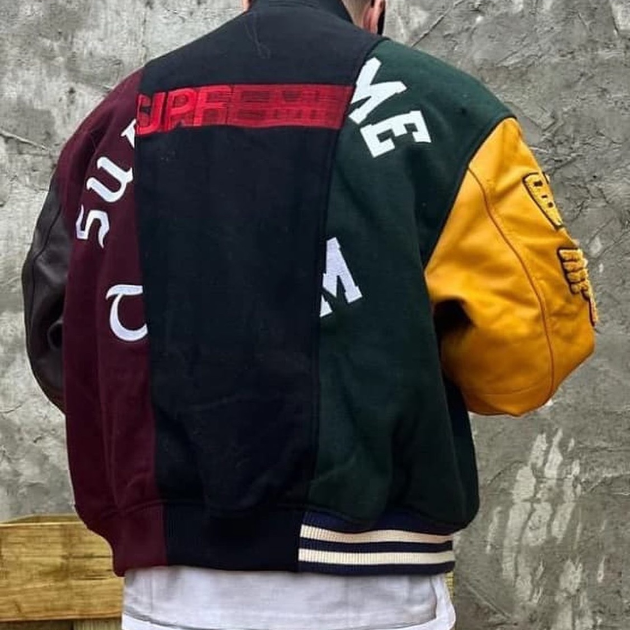 Supreme x MM6 Maison Margiela Split Varsity Jacket Multicolor - 24SS 착용 스타일 - 1