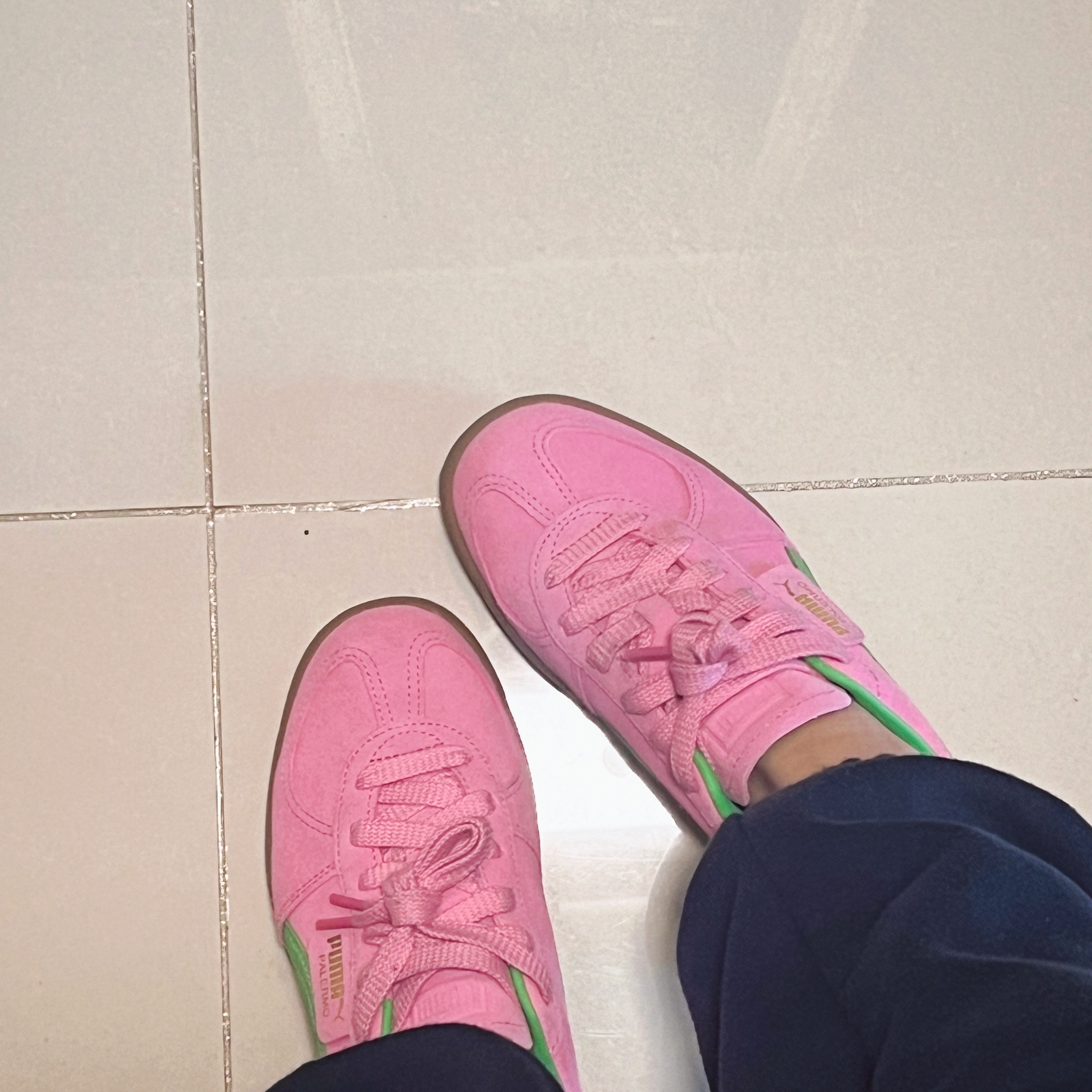 Puma Palermo Special Pink Delight Green 착용 스타일