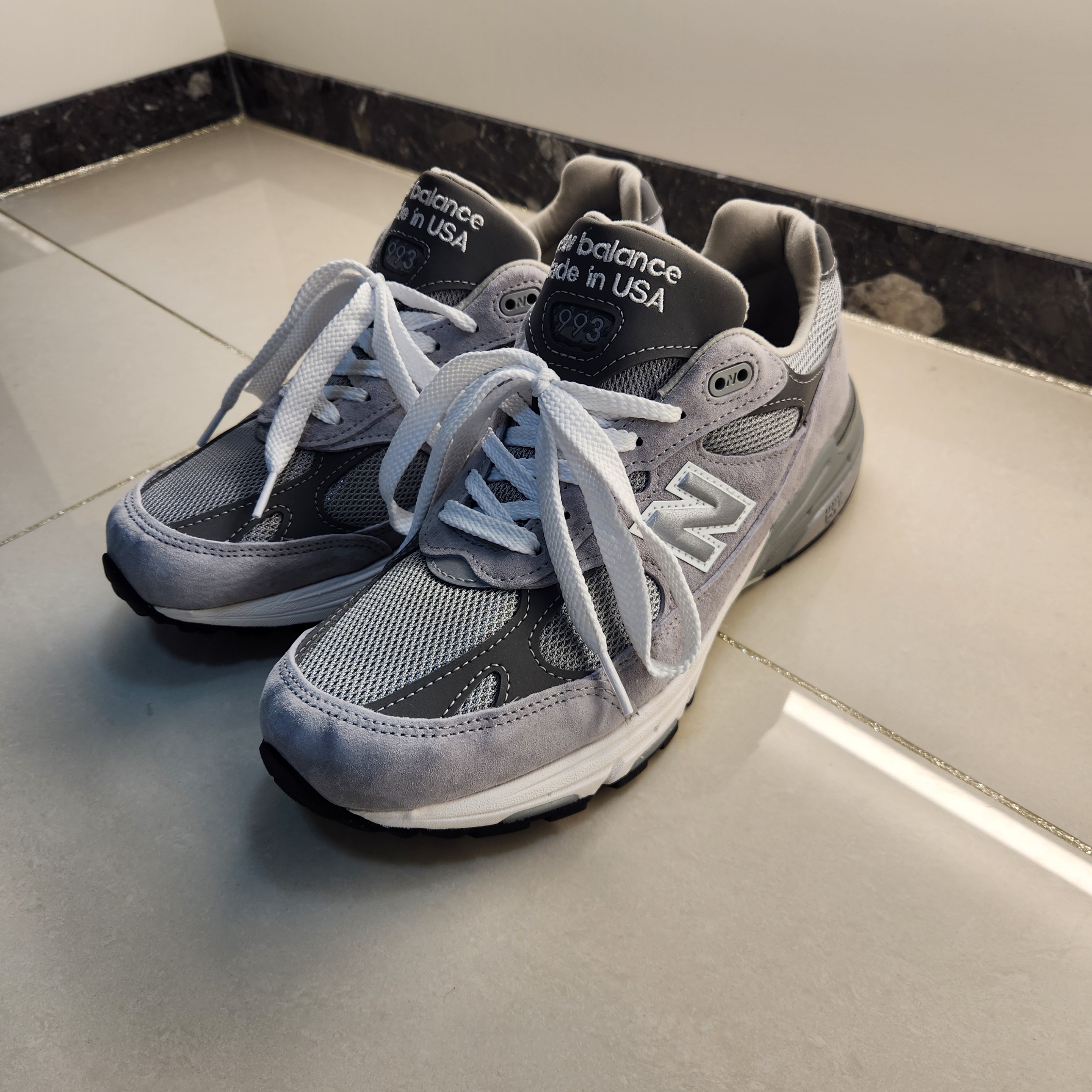 New Balance 993 Made in USA Grey - D Standard 착용 스타일 - 4