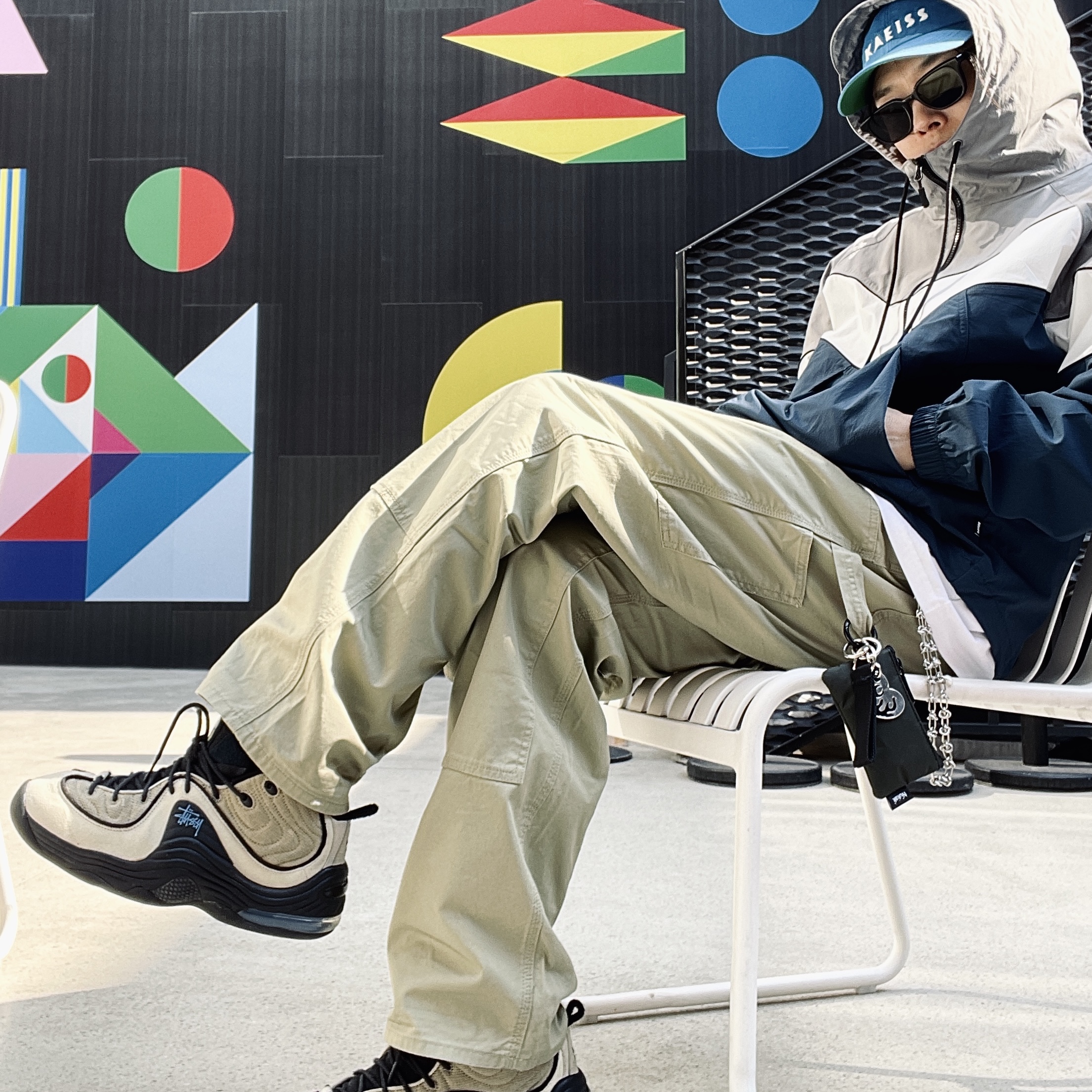 Nike x Stussy Air Penny II Rattan and Limestone, Supreme Webbing Keychain Black - 23SS 착용 스타일 - 2