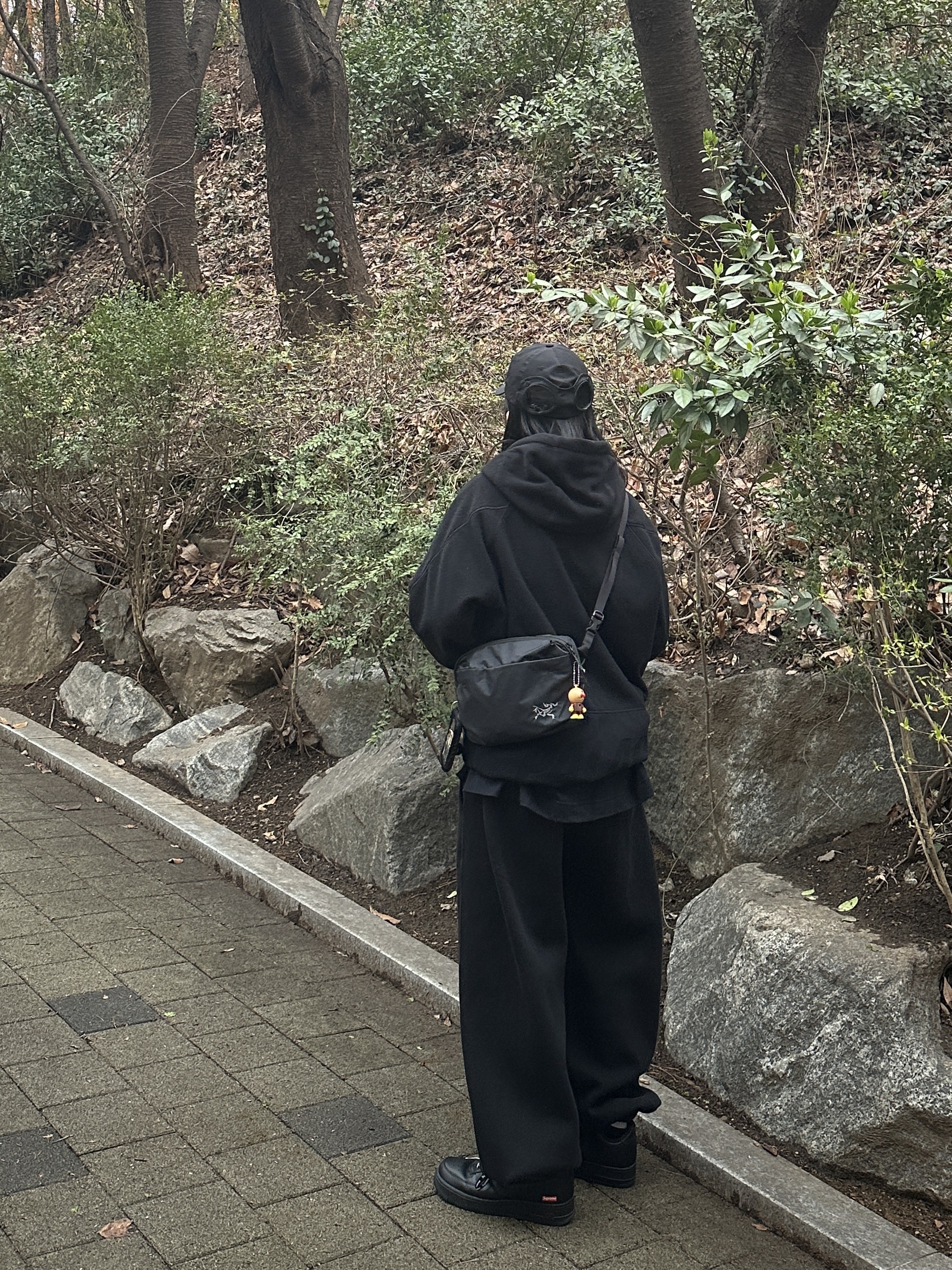 Palace x C.P. Company Goggle P-Cap Black - 22FW, Palace Polar Fleece Asymmetric Jacket Black - 21FW 착용 스타일 - 2