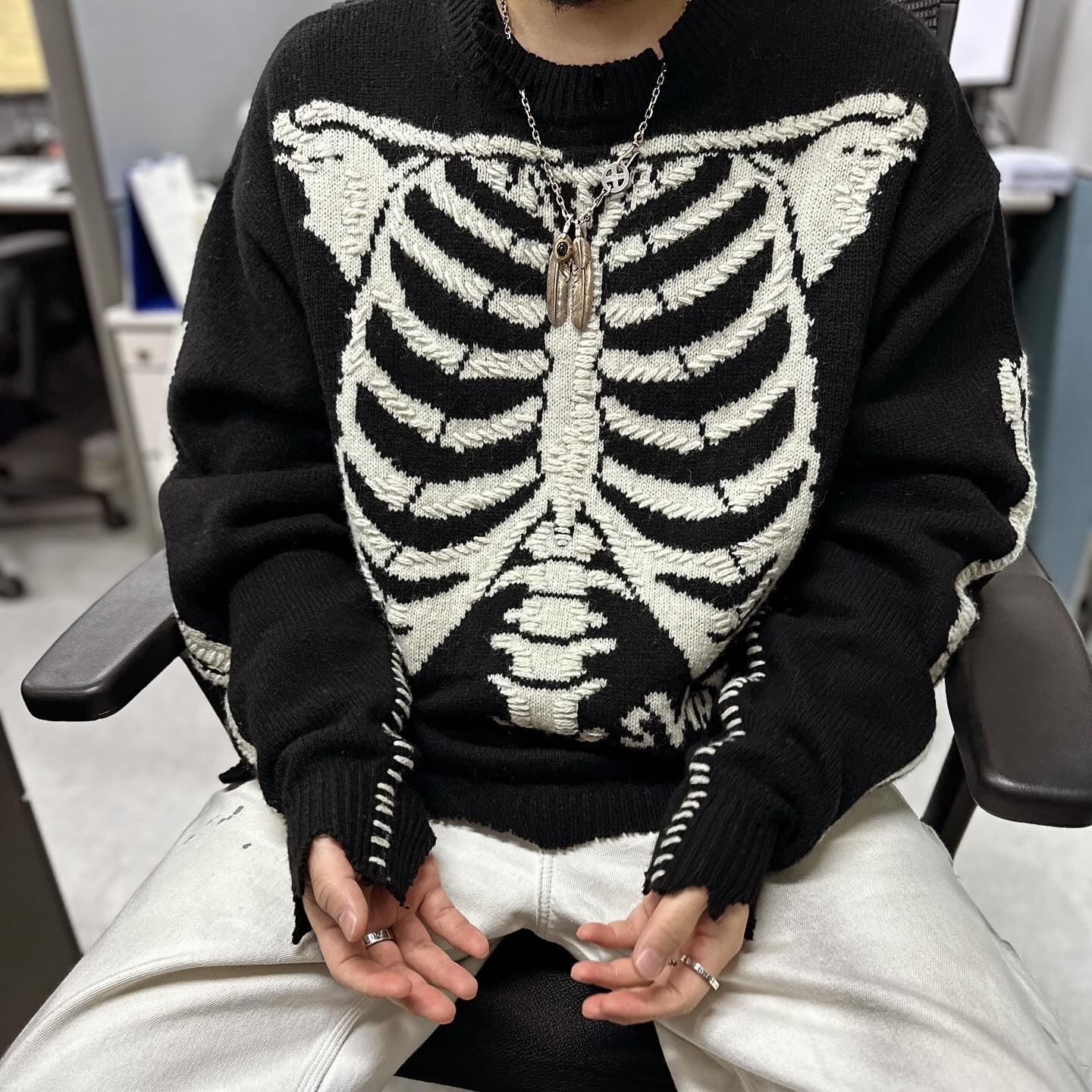 Saint Mxxxxxx x VLONE Bone Knit Black - 22FW 착용 스타일 - 1