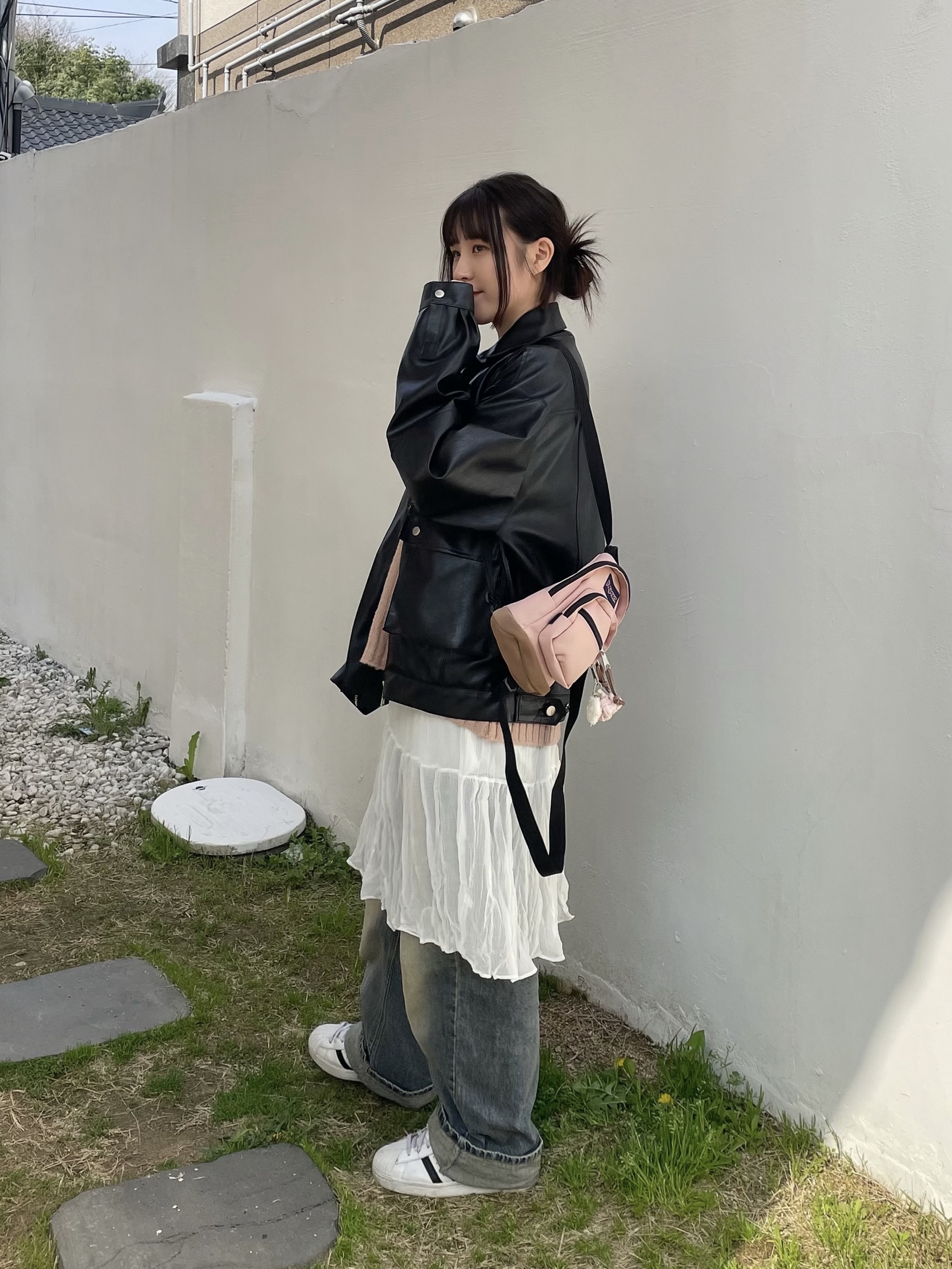 Jansport Half Pint Mini Backpack Misty Rose, Adidas Superstar White Black 착용 스타일 - 2