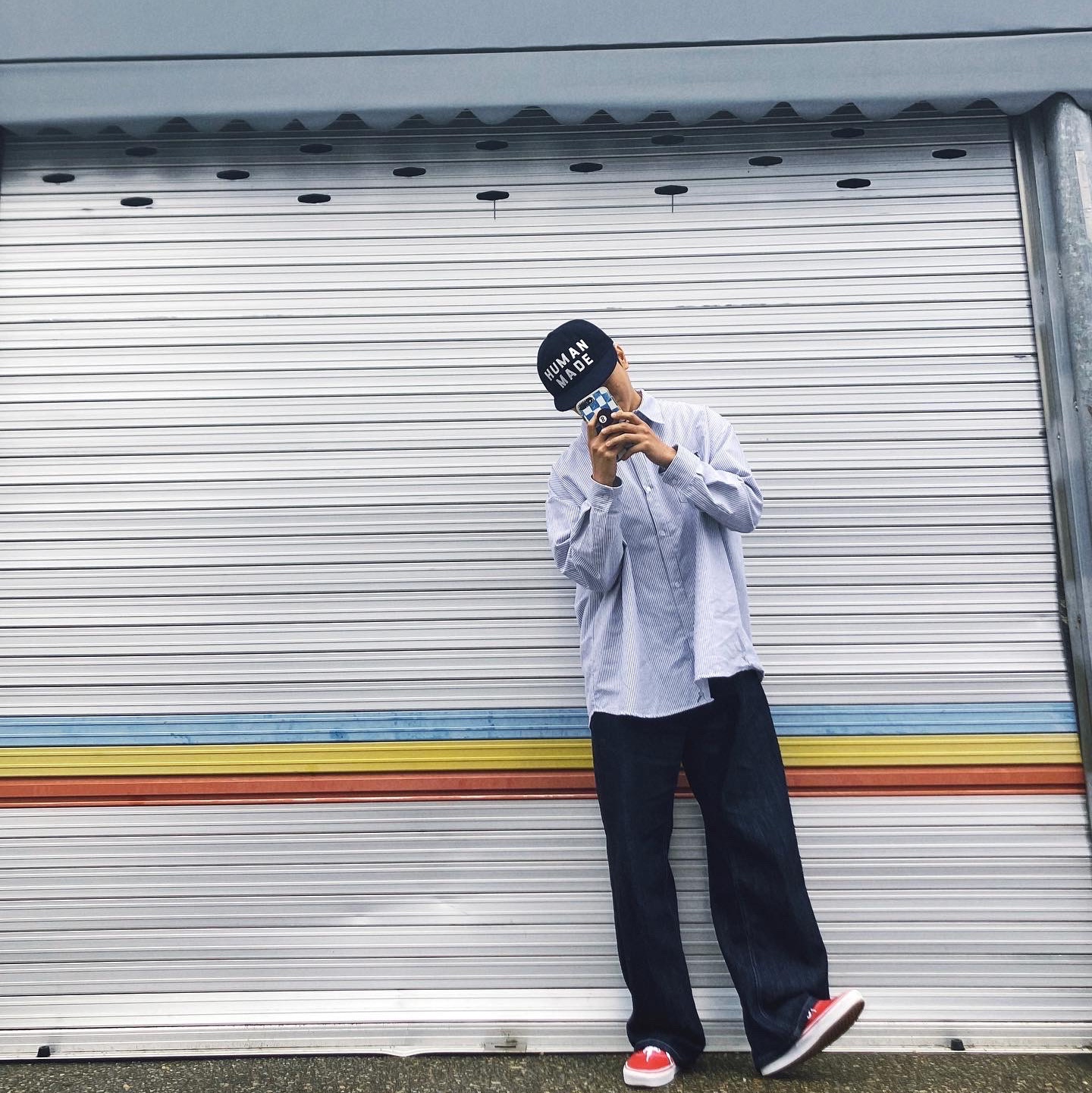 Human Made 6-Panel Wool Cap Navy 착용 스타일