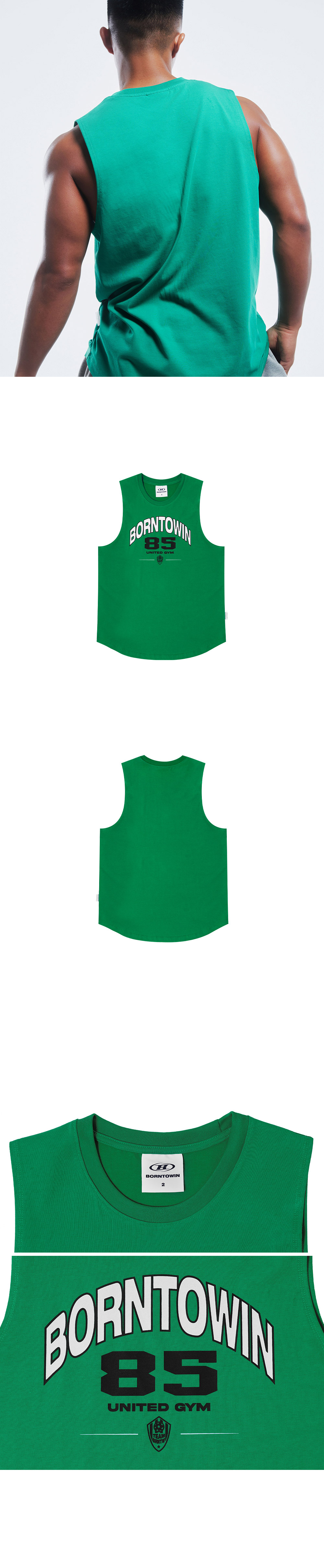 BORN TO WIN 85 Gym Comfort Fit Sleeveless Green 상세 이미지 3