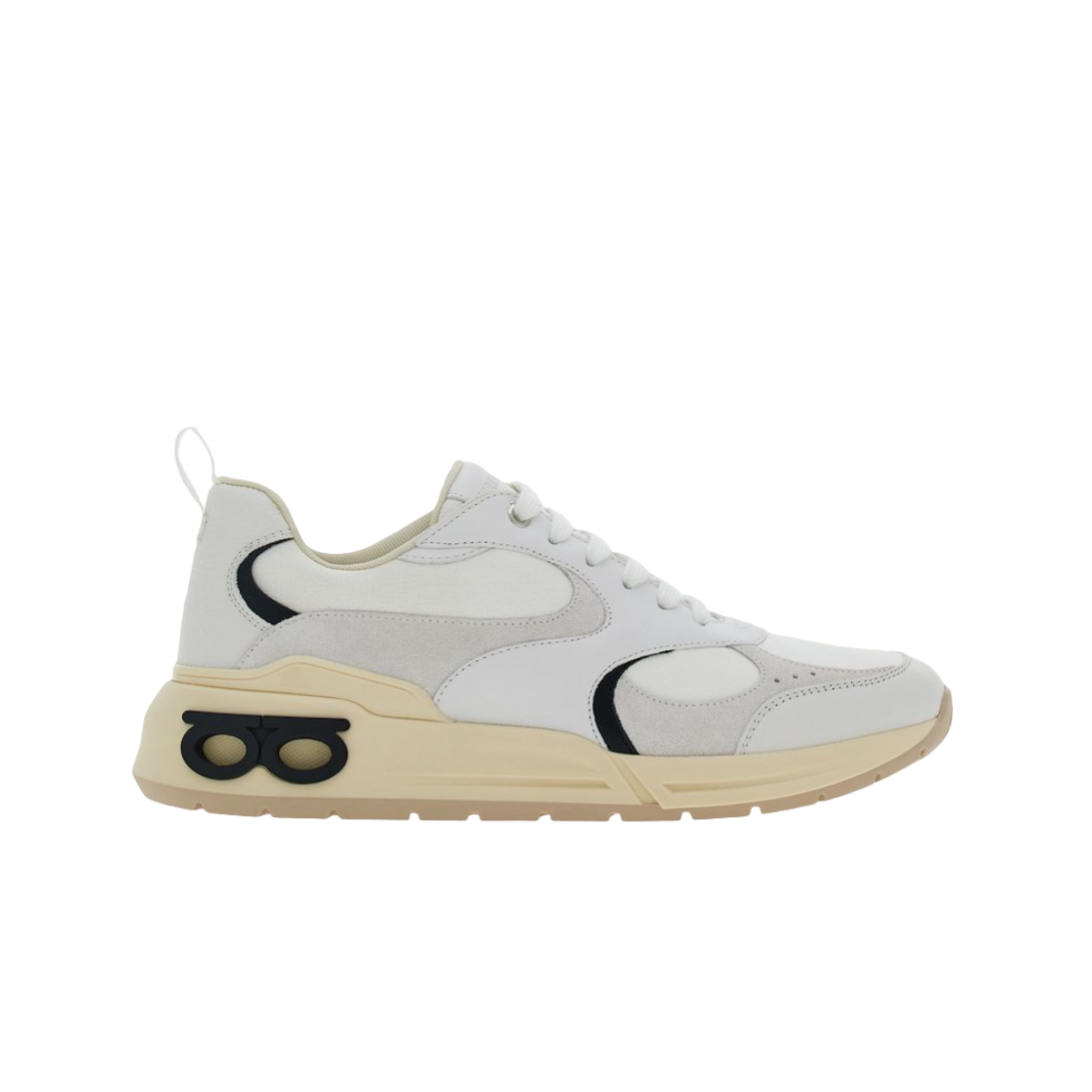 021614-765429 Ferragamo Sneakers with Bicolor Inserts White