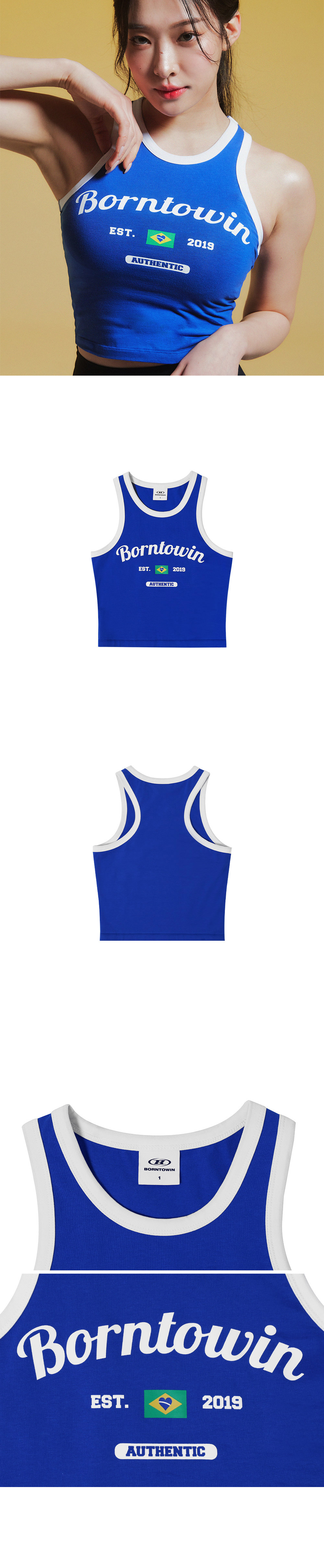 BORN TO WIN Color Mix Logo Tank Top Blue 상세 이미지 3