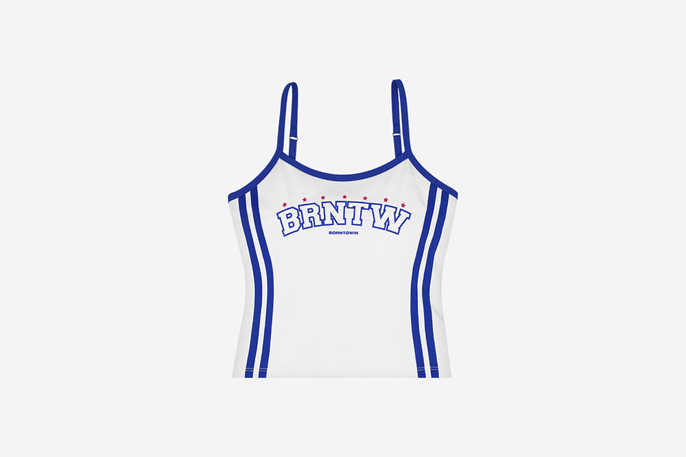 BORN TO WIN BRNTW Track Line Crop Sleeveless White 상세 이미지 1