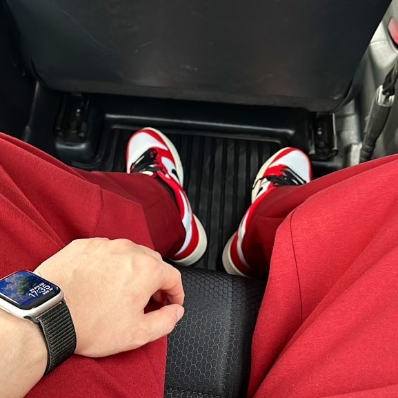 Nike Dunk Low Retro PRM University Red Black 착용 스타일 - 2