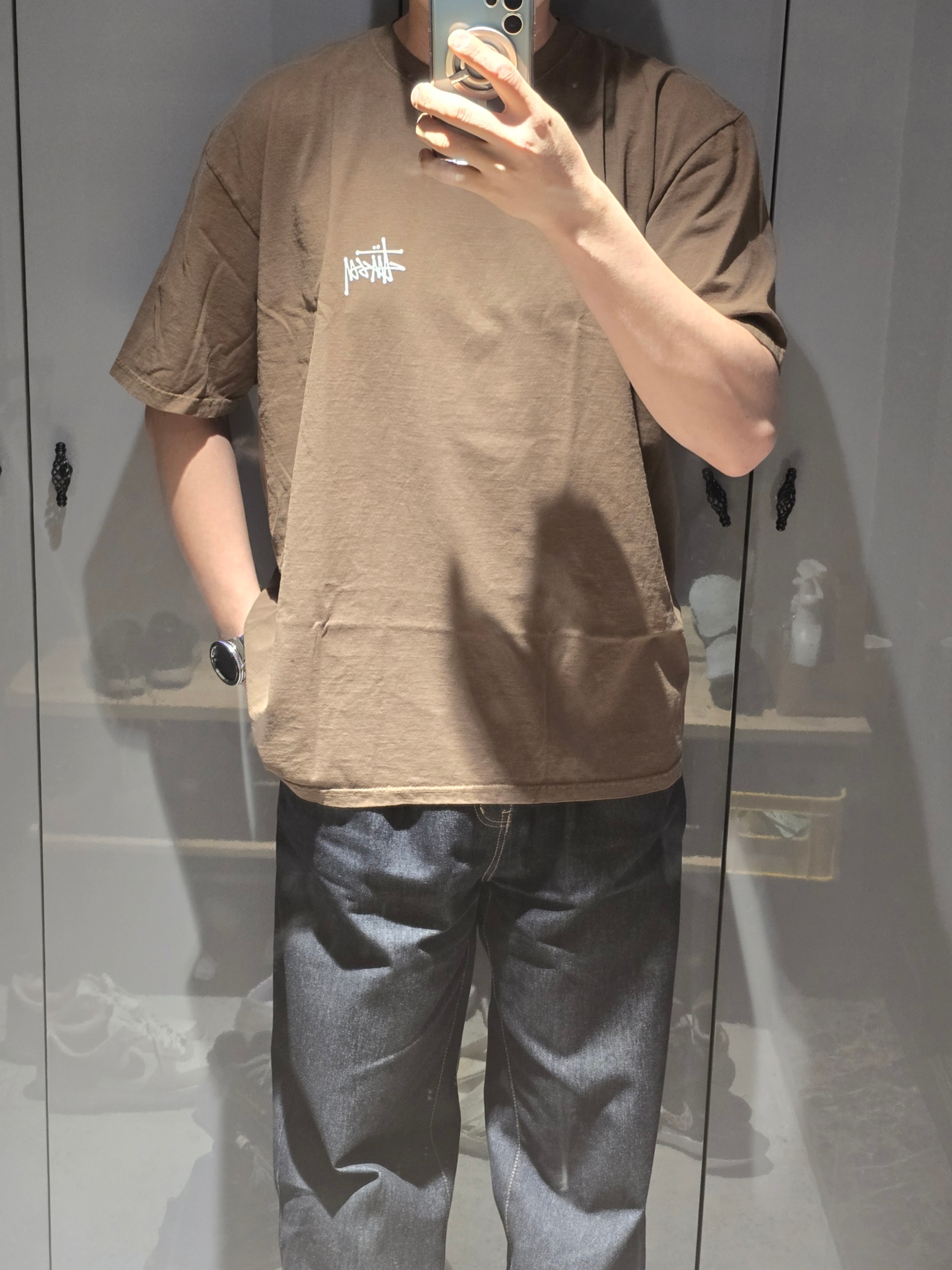 Stussy Basic Stussy Pigment Dyed T-Shirt Brown 2024 착용 스타일