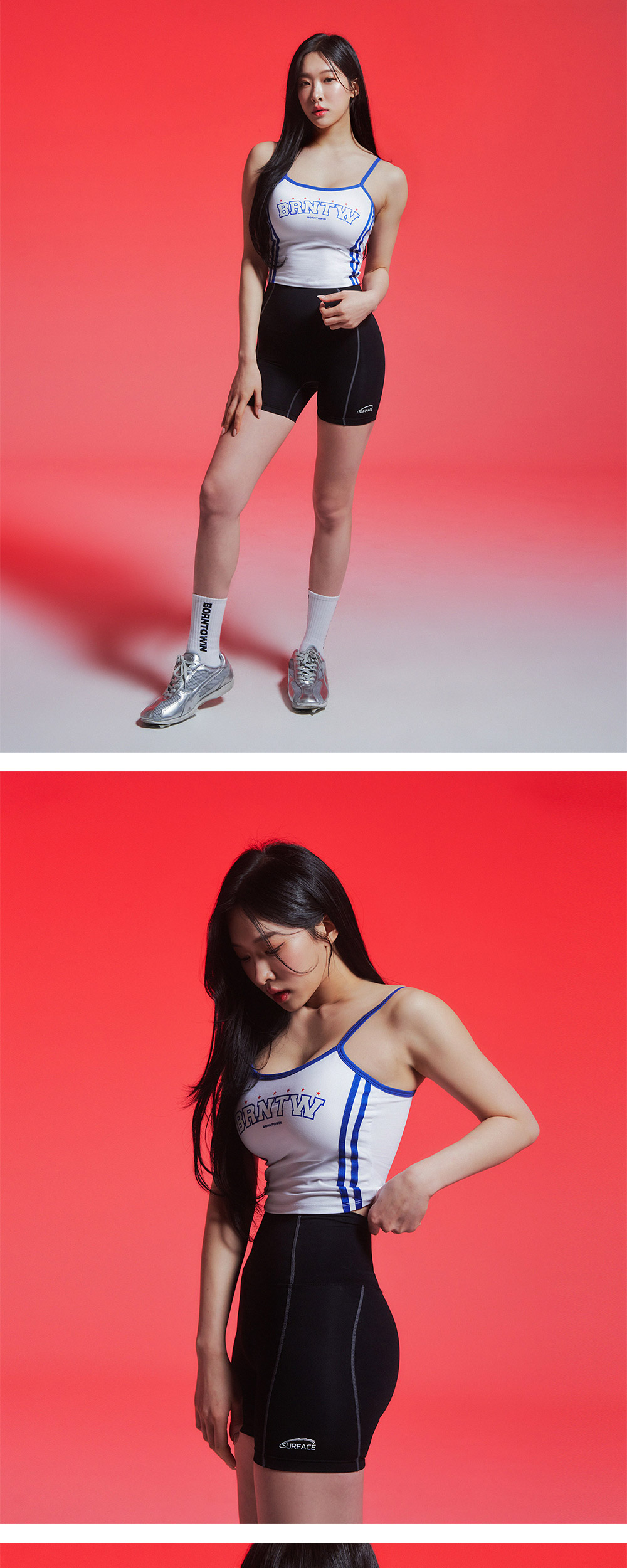 BORN TO WIN BRNTW Track Line Crop Sleeveless White 상세 이미지 2